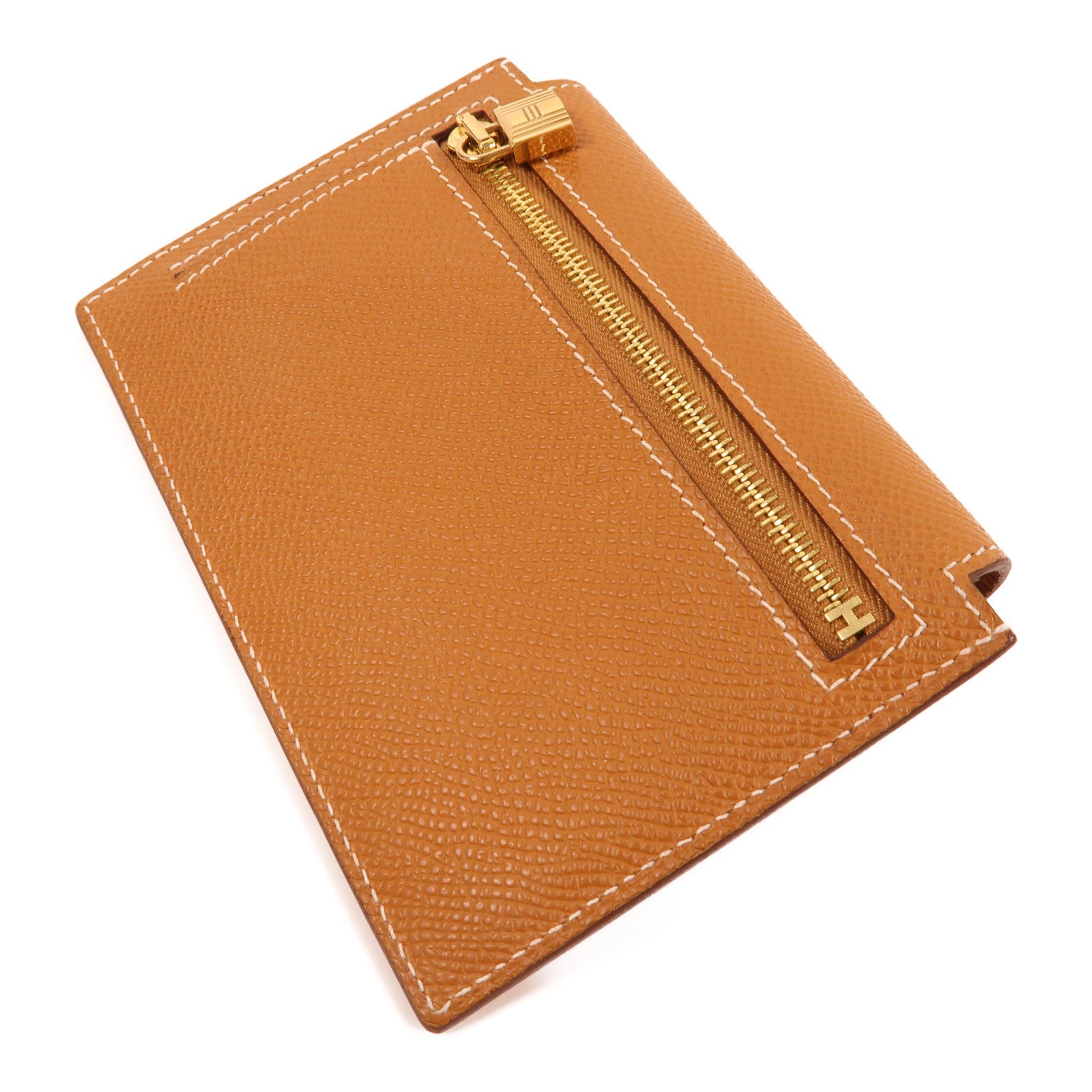 HERMES Epsom皮革Kelly Pocket Wallet金扣零錢包37 Gold