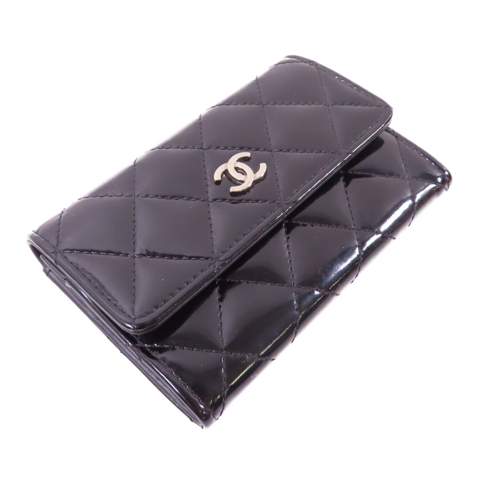 CHANEL 漆皮皮革Card Case銀扣卡片套