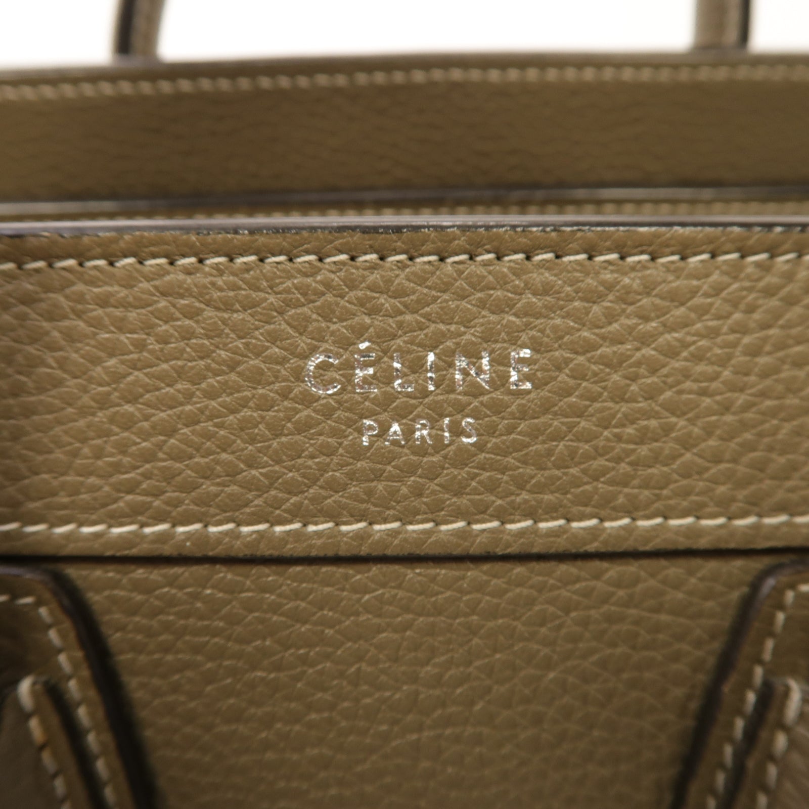CELINE 【激減優惠】牛皮皮革Nano Luggage銀扣手挽肩背兩用袋米灰色