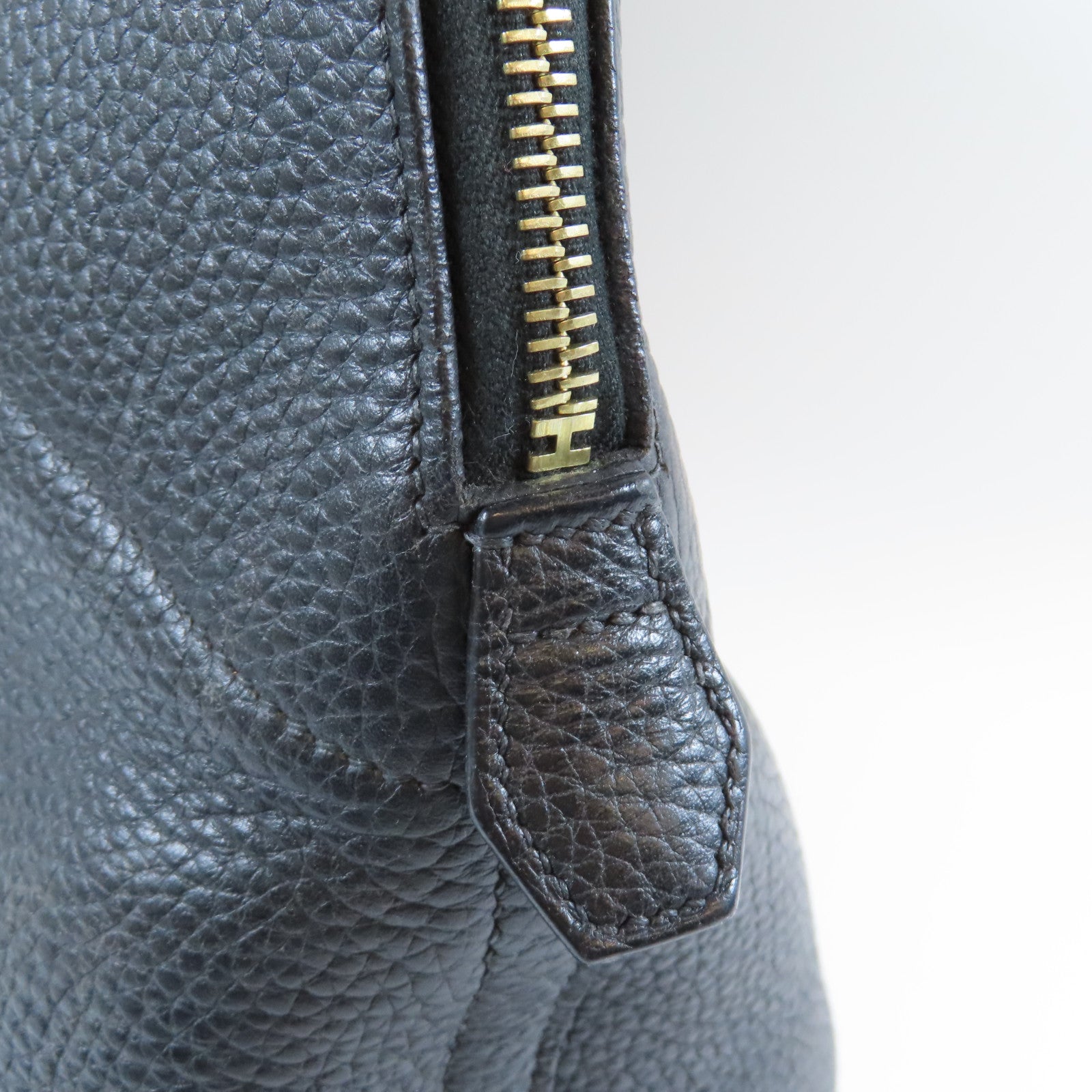 HERMES 【激減優惠】Clemence皮革Bolide 35金扣手挽肩背兩用袋Noir黑色