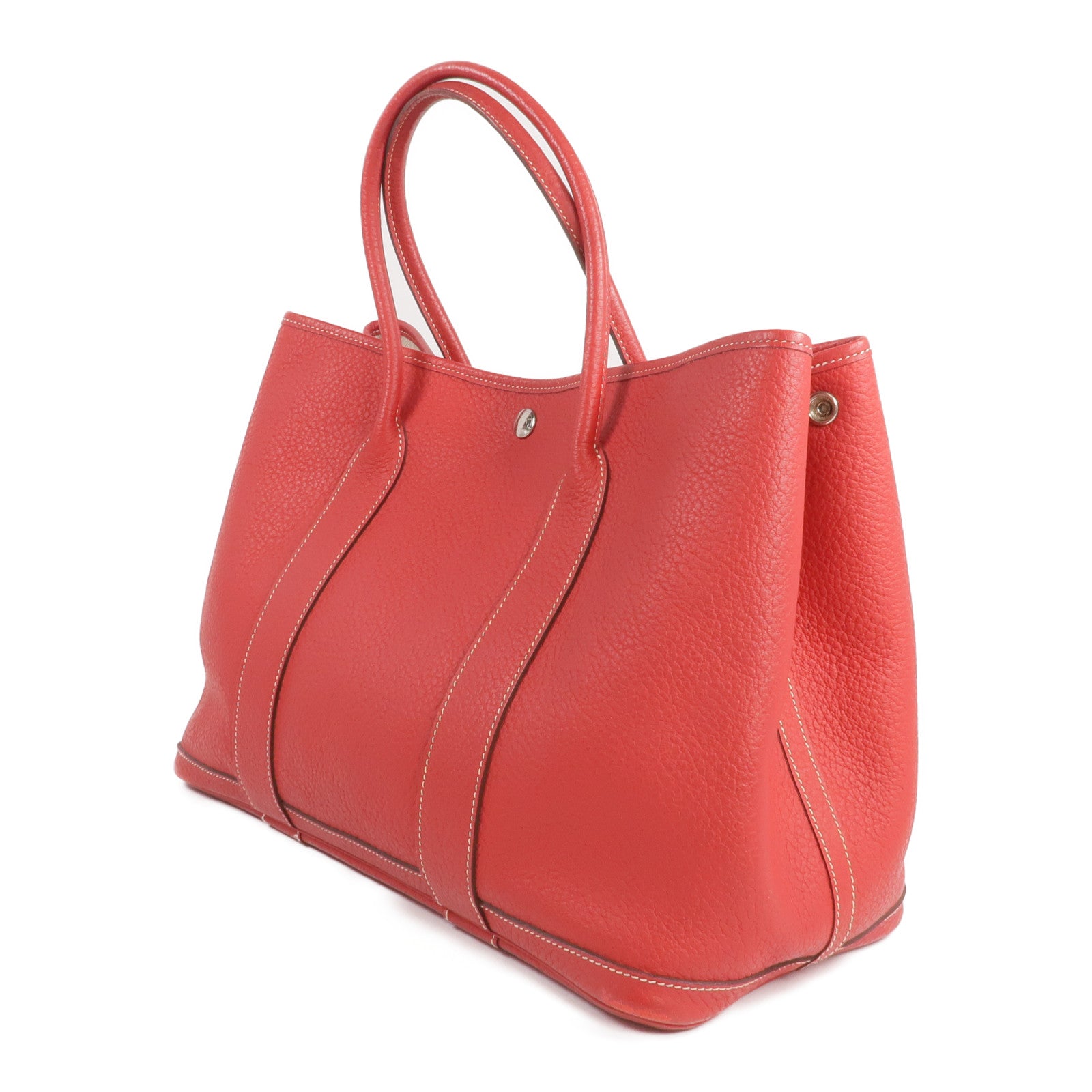 HERMES Clemence皮革Garden Party PM銀扣手挽袋