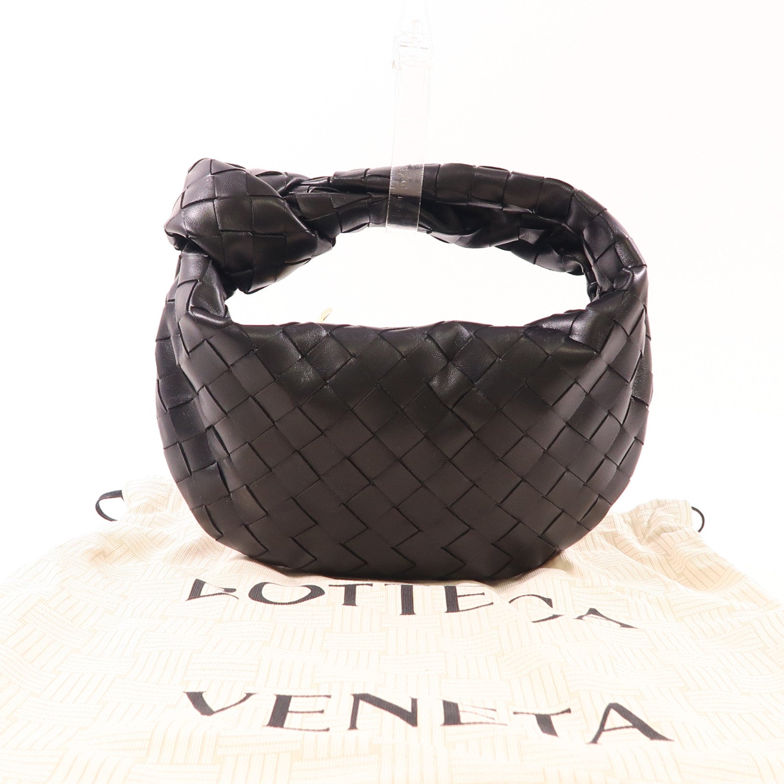 BOTTEGA VENETA 織紋皮革Mini Jodie金扣手挽袋