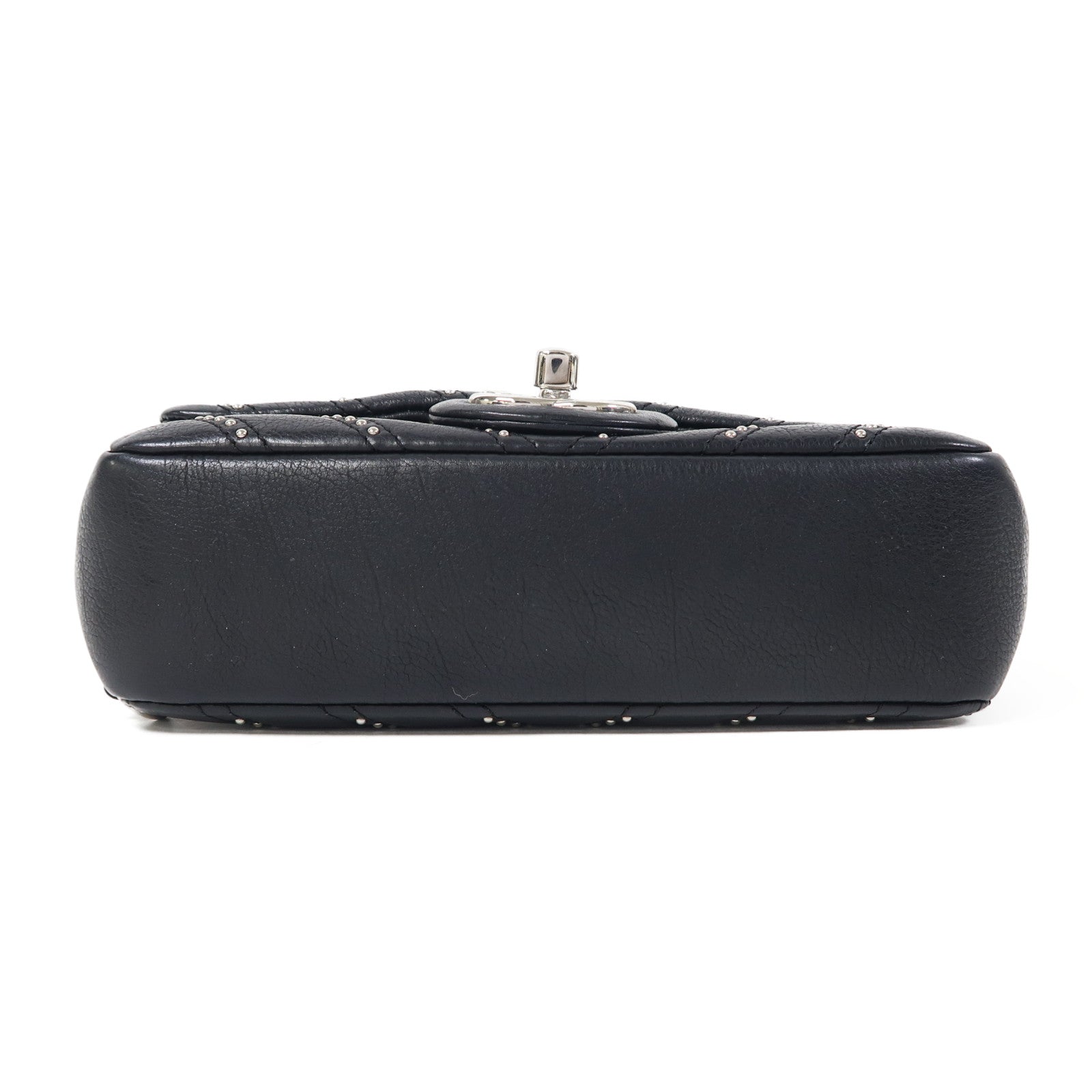 CHANEL 【激減優惠】斜紋羊皮皮革Chain Shoulder Bag銀扣鏈帶肩背袋黑色