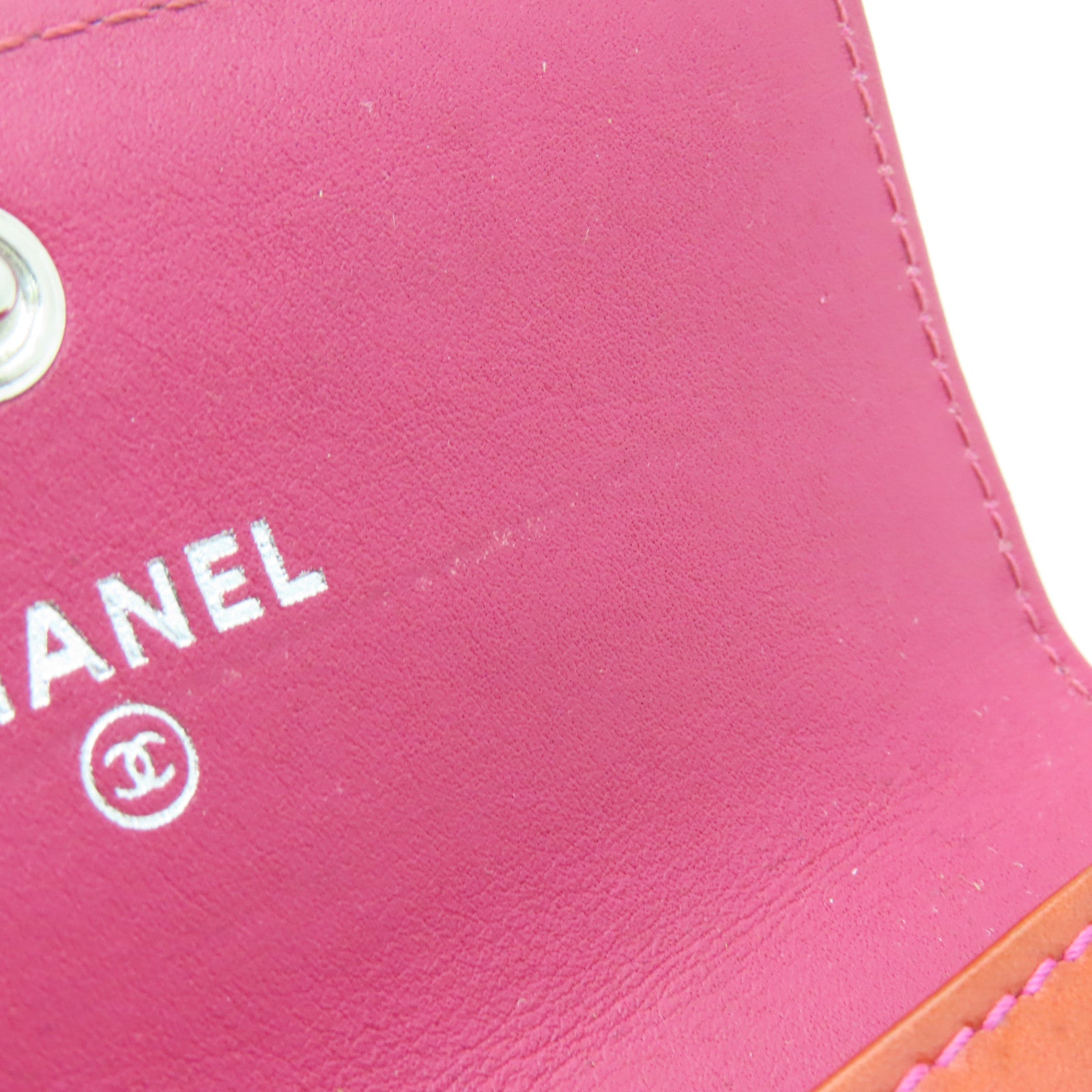 CHANEL 漆皮皮革Card Case銀扣卡片套橙色