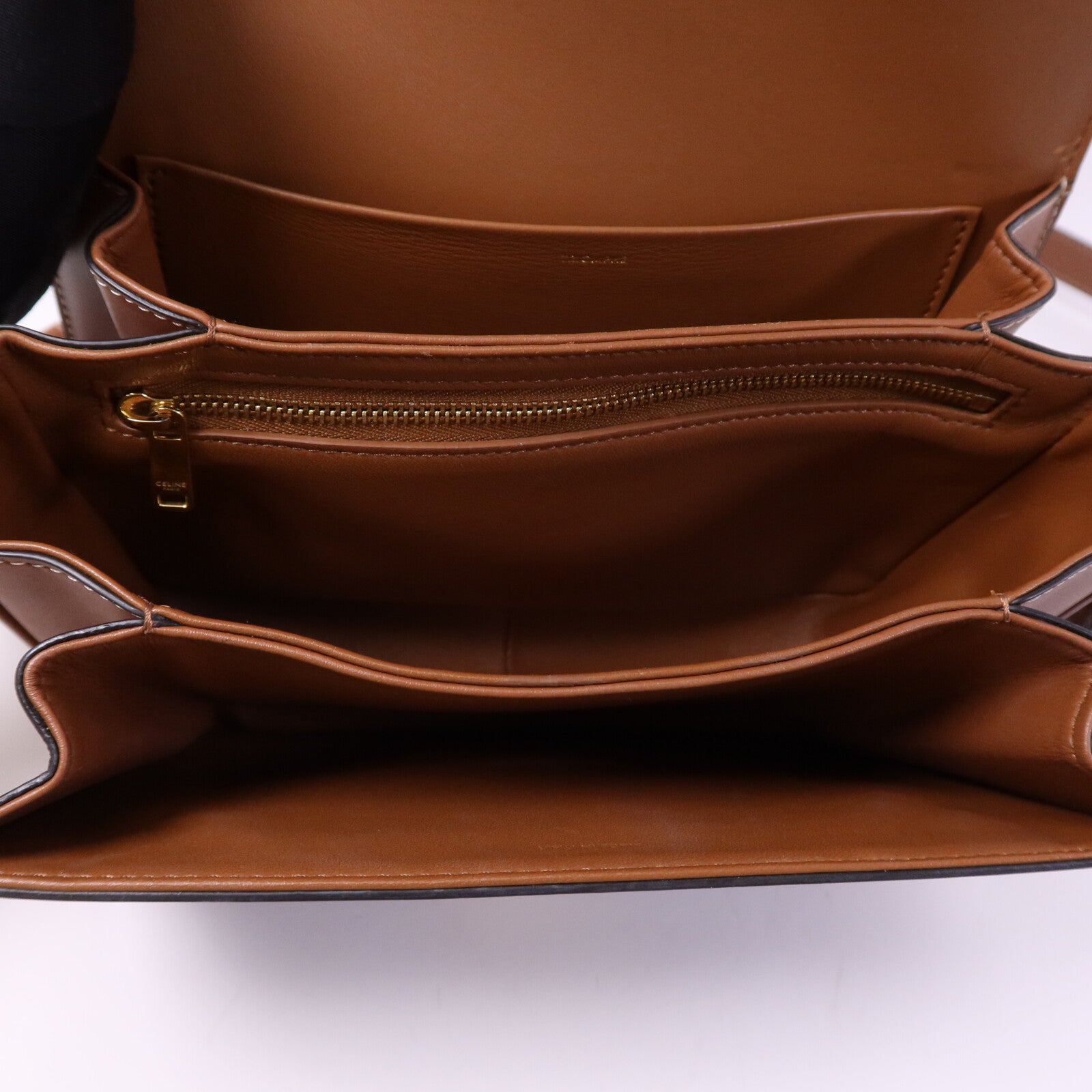 CELINE 塗層帆布Teen Triomphe Bag金扣肩背袋