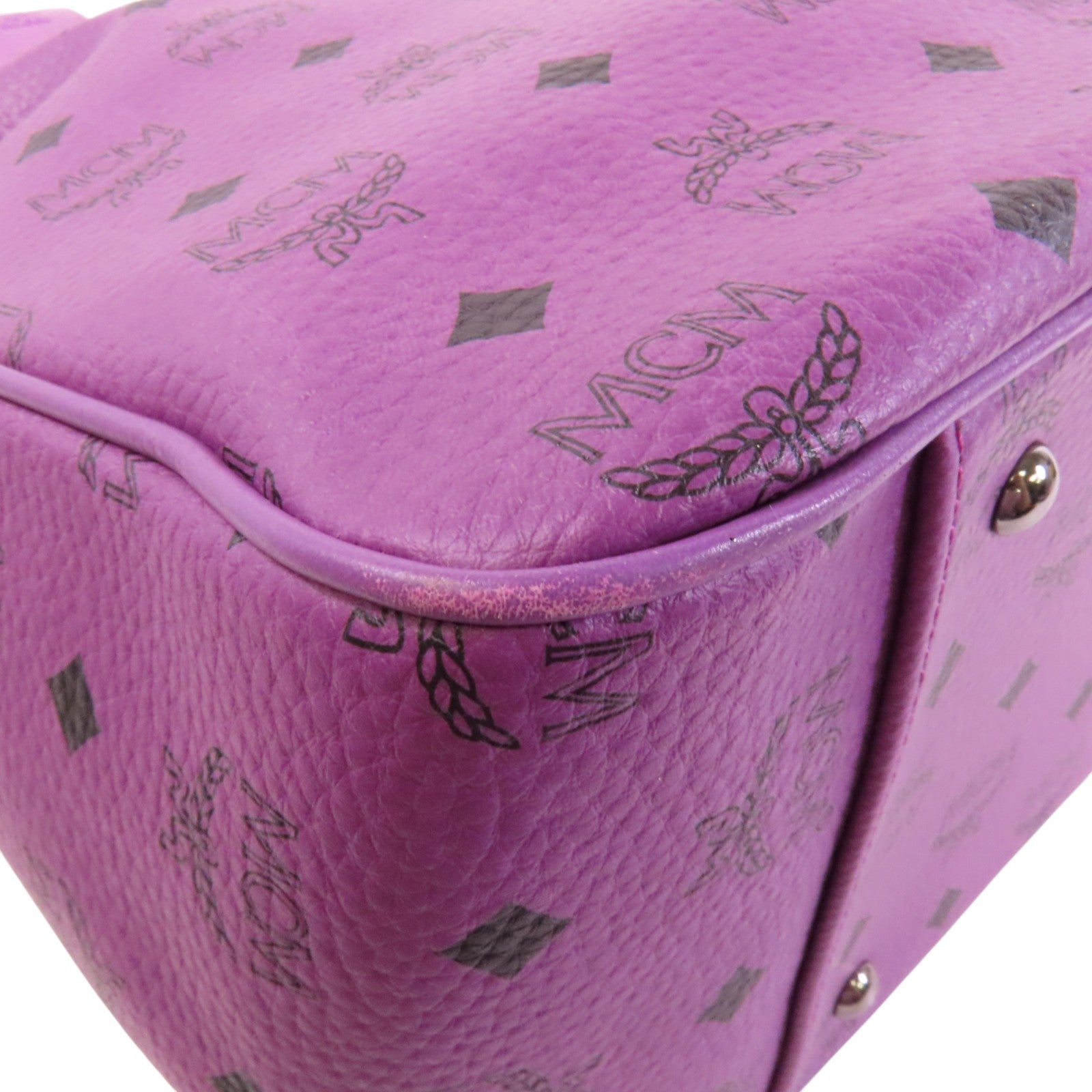 MCM 塗層帆布Tote Bag銀扣手挽肩背兩用袋