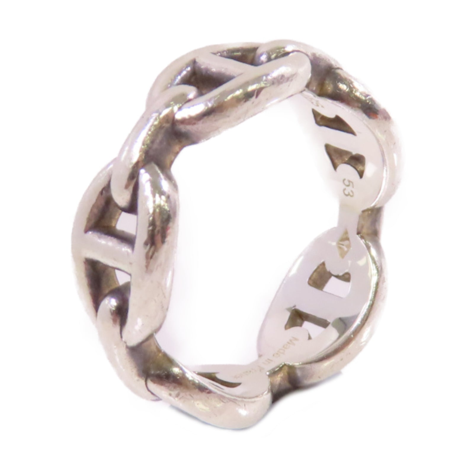 HERMES 925純銀Chaine d'Ancre Enchainee Ring戒指#53/US#6.75
