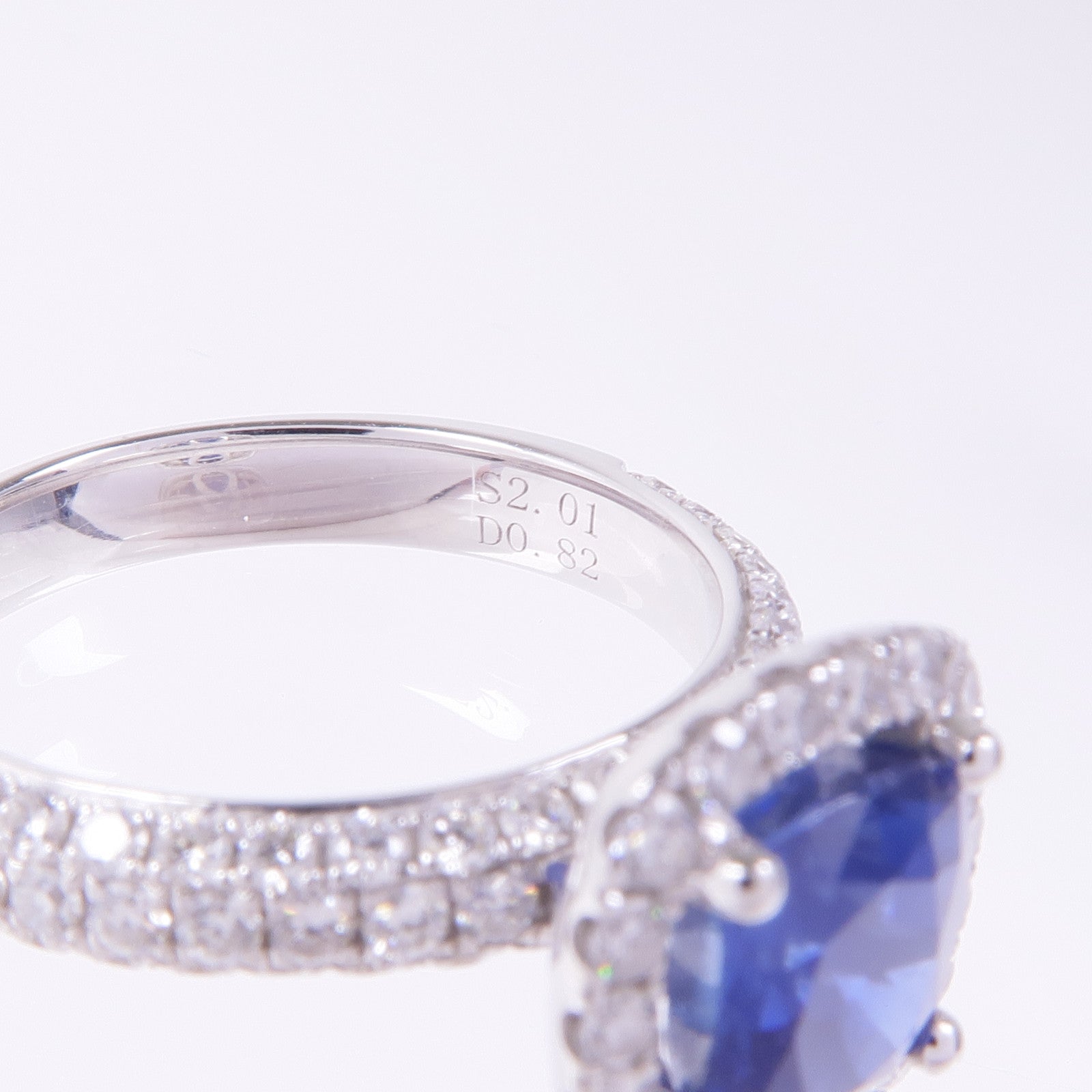 JEWELRY 18K白金Sapphire Diamond Ring藍寶石/鑽石戒指US#6