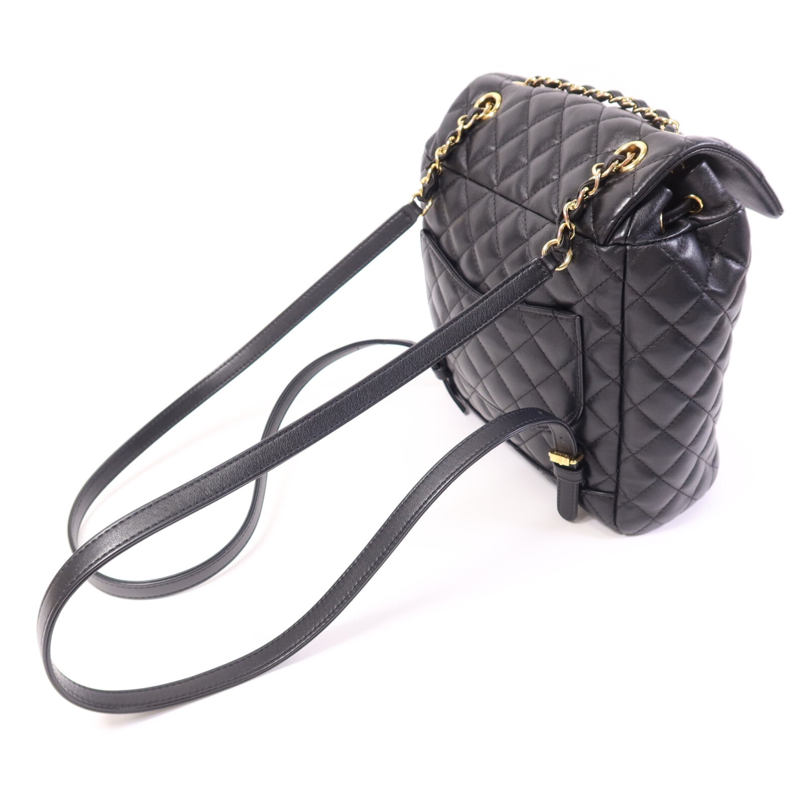 CHANEL 羊皮皮革Backpack金扣鏈帶背包