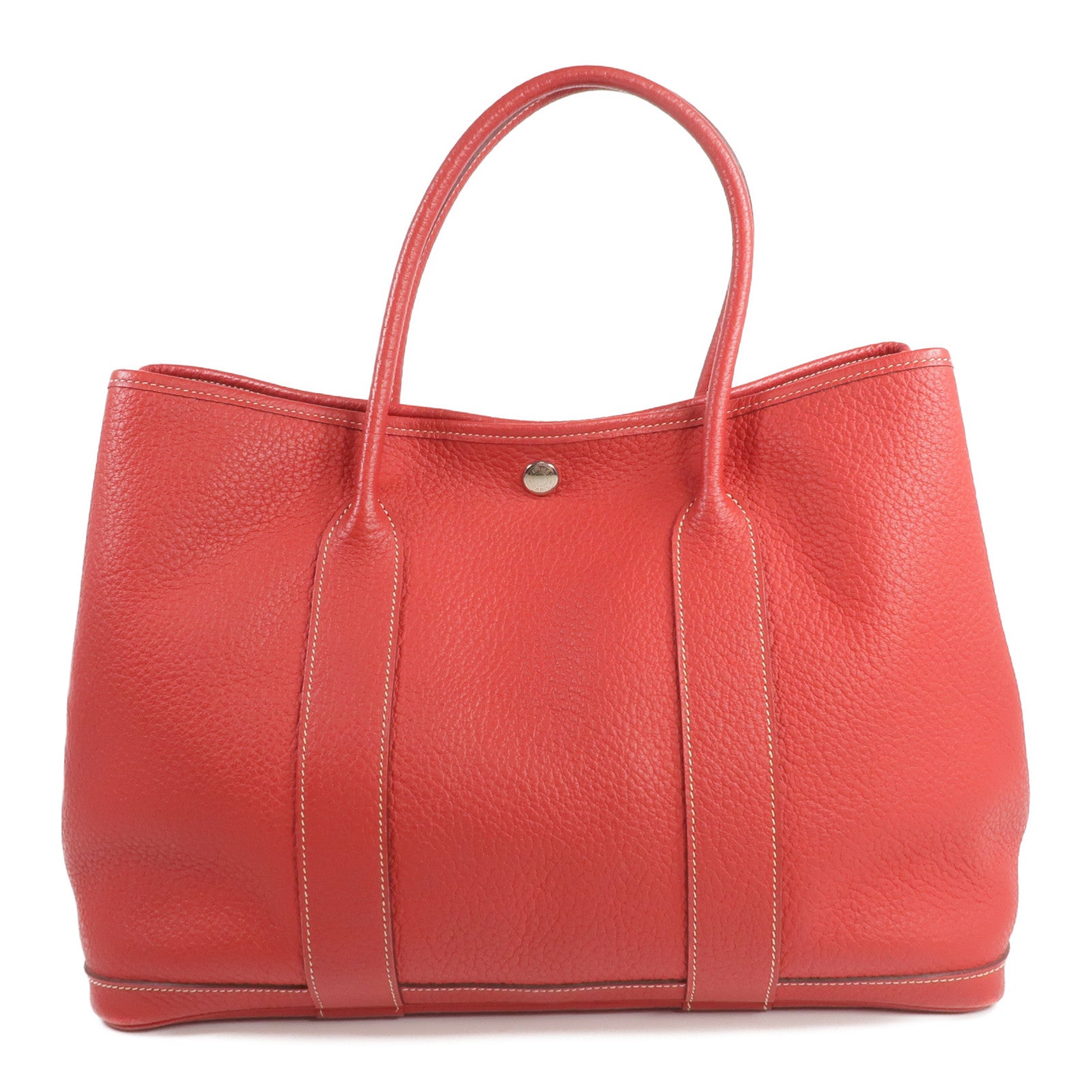HERMES Clemence皮革Garden Party PM銀扣手挽袋