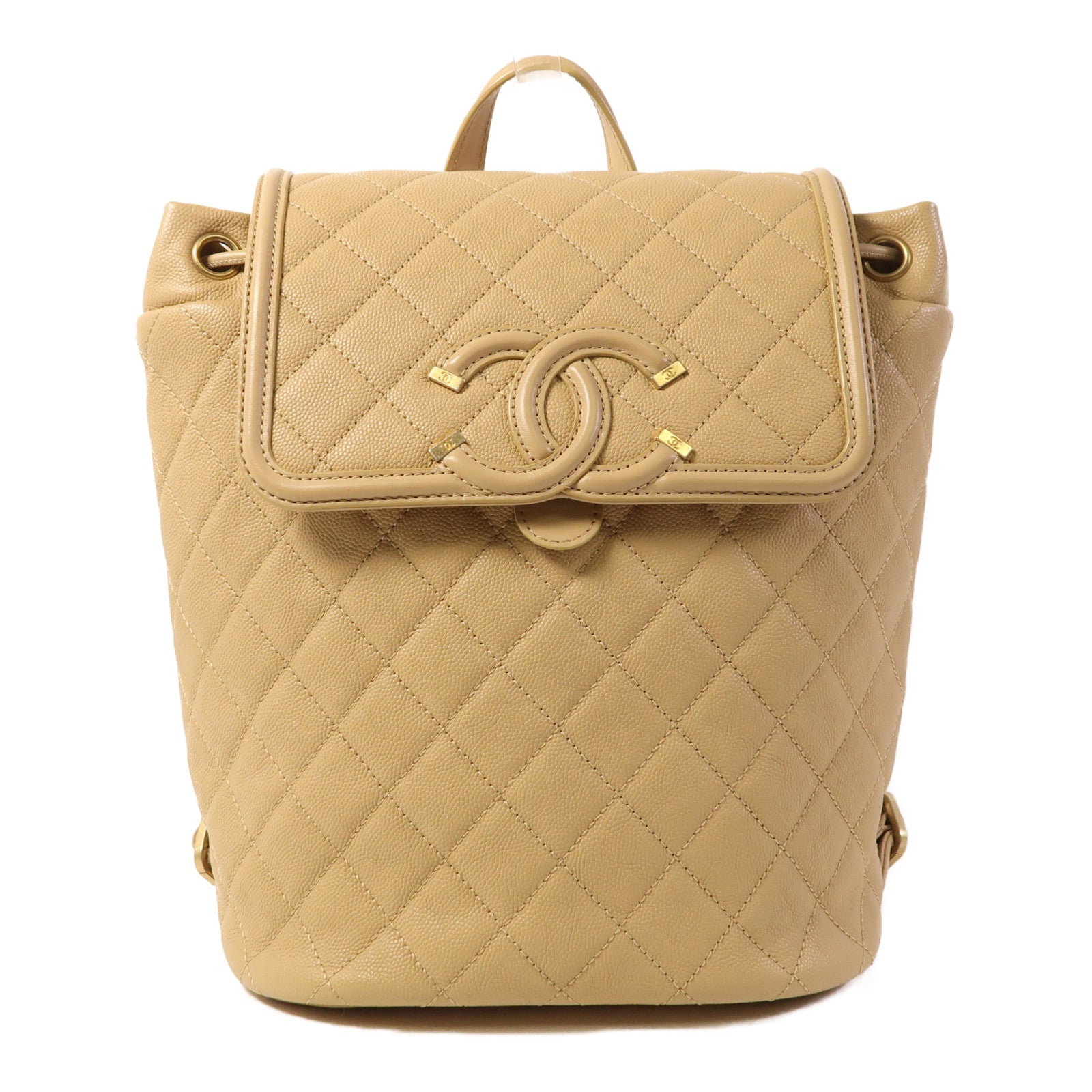 CHANEL 【激減優惠】牛皮皮革Filigree Backpack金扣背包