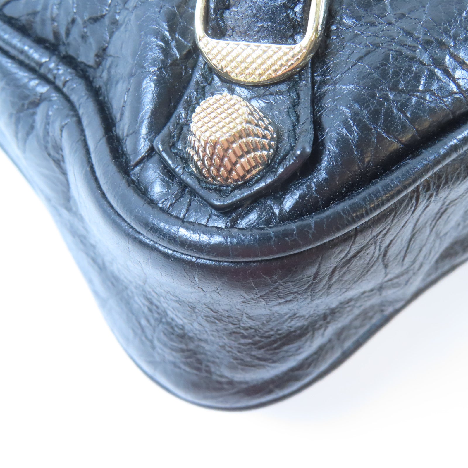 BALENCIAGA 牛皮皮革Crossbody Hip Small Bag金扣肩背袋黑色