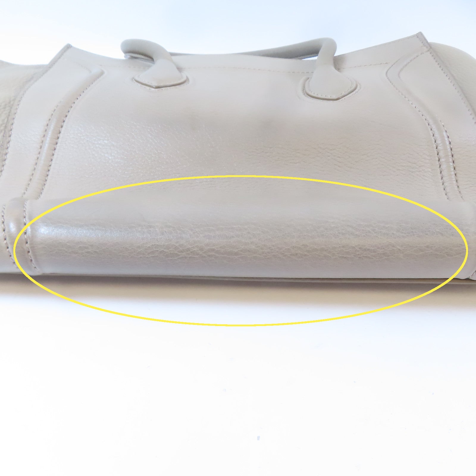 CELINE 牛皮皮革Nano Luggage Bag金扣肩背袋杏色