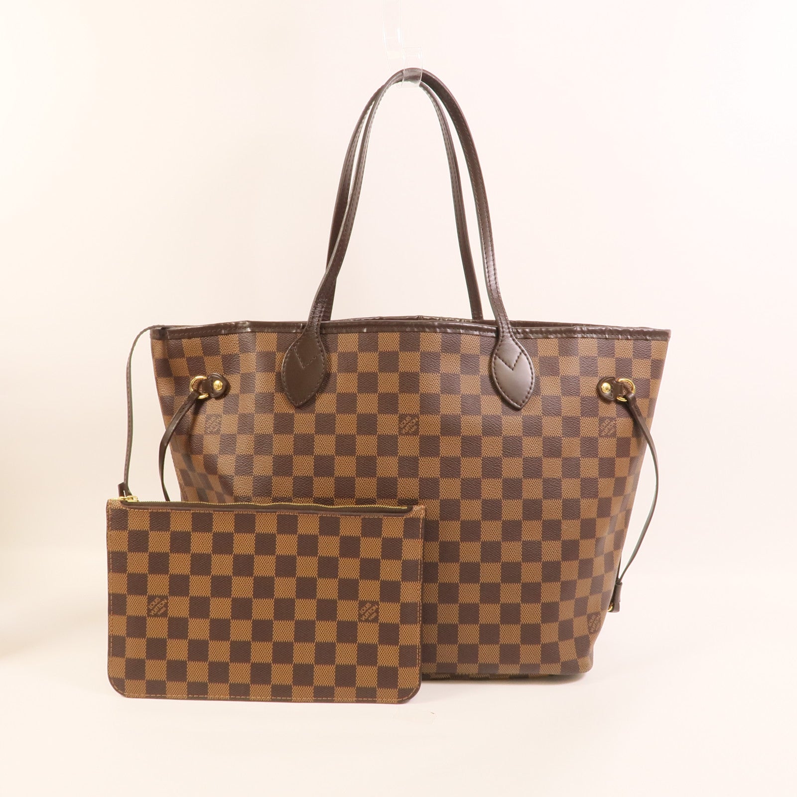 LOUIS VUITTON Damier Neverfull MM金扣手挽袋/肩背袋