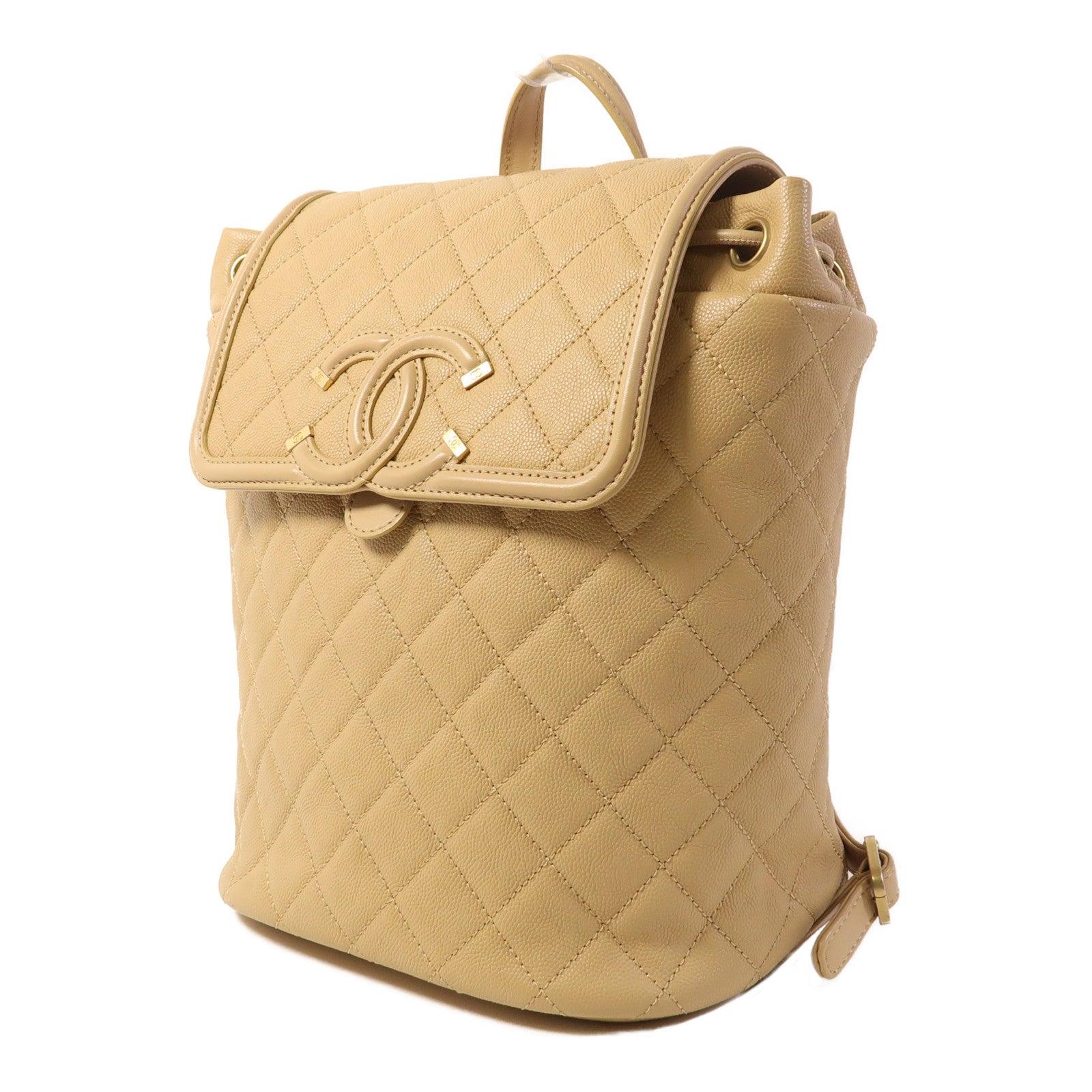 CHANEL 牛皮皮革Filigree Backpack金扣背包