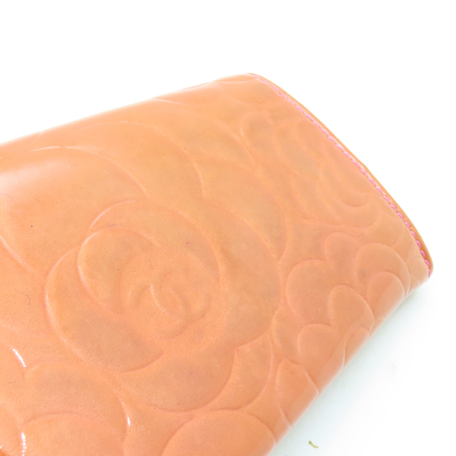 CHANEL 漆皮皮革Card Case銀扣卡片套橙色