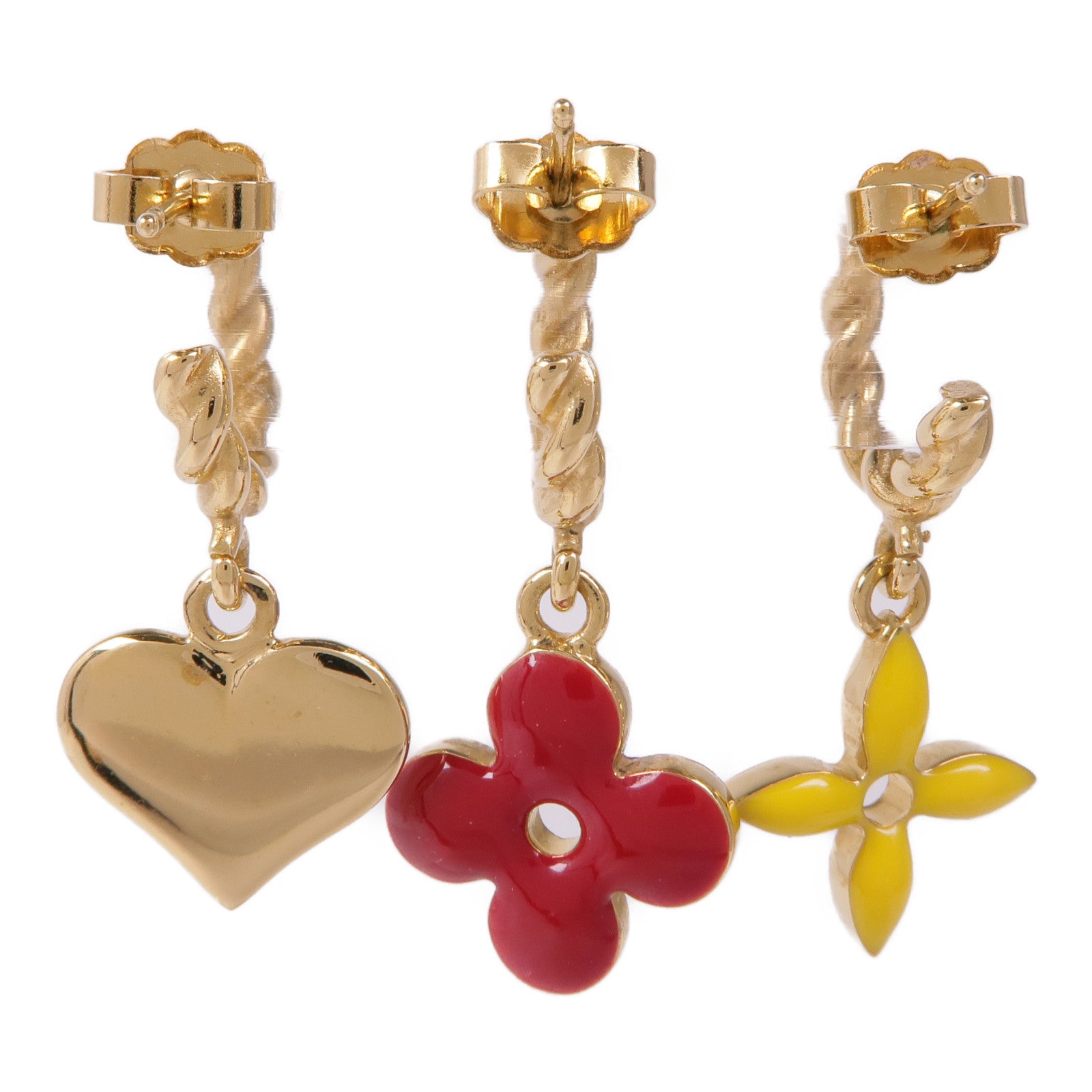 LOUIS VUITTON LV Sweet Monogram Earrings Metal Gold Red
