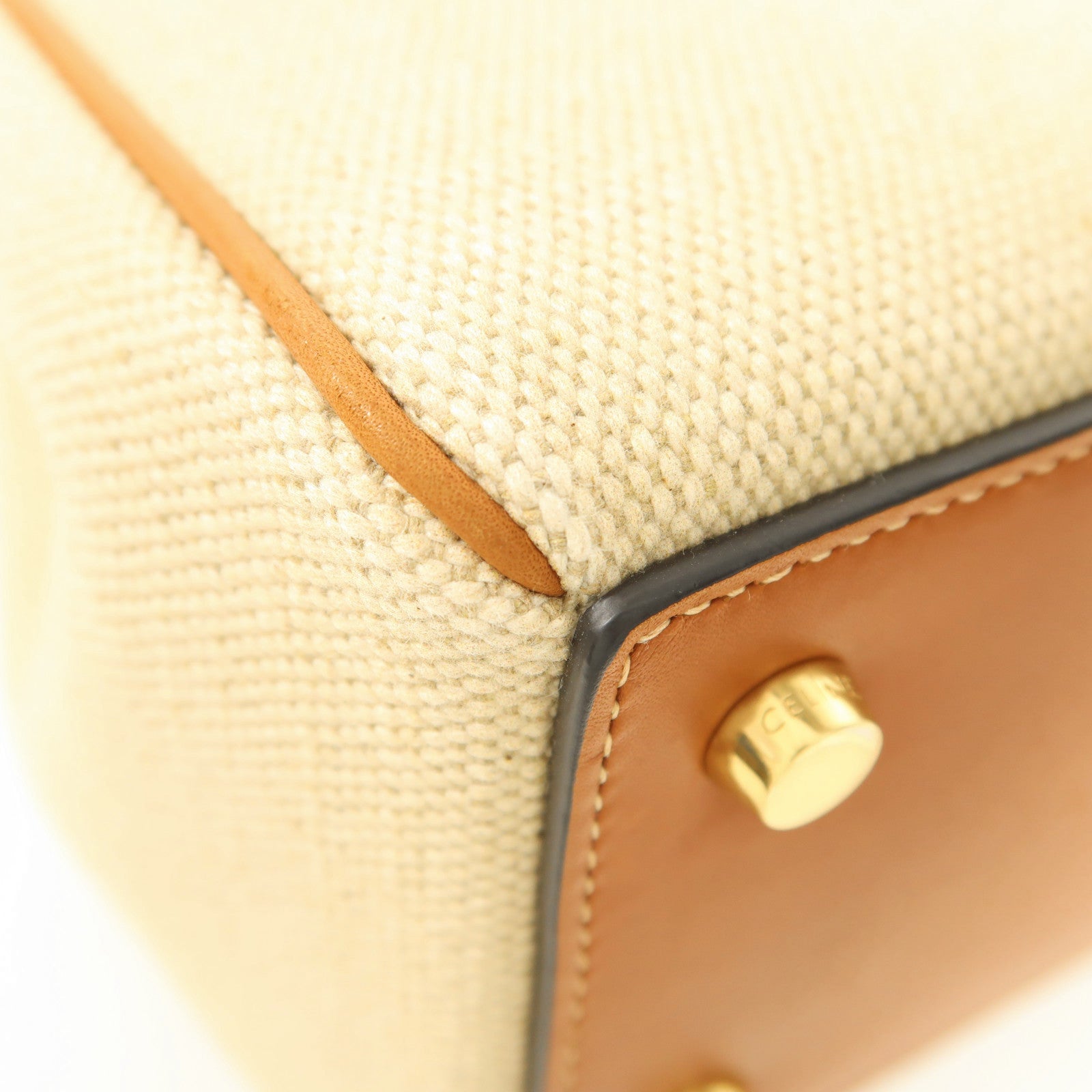 CELINE 牛皮皮革/帆布Small 16 Bag金扣肩背袋