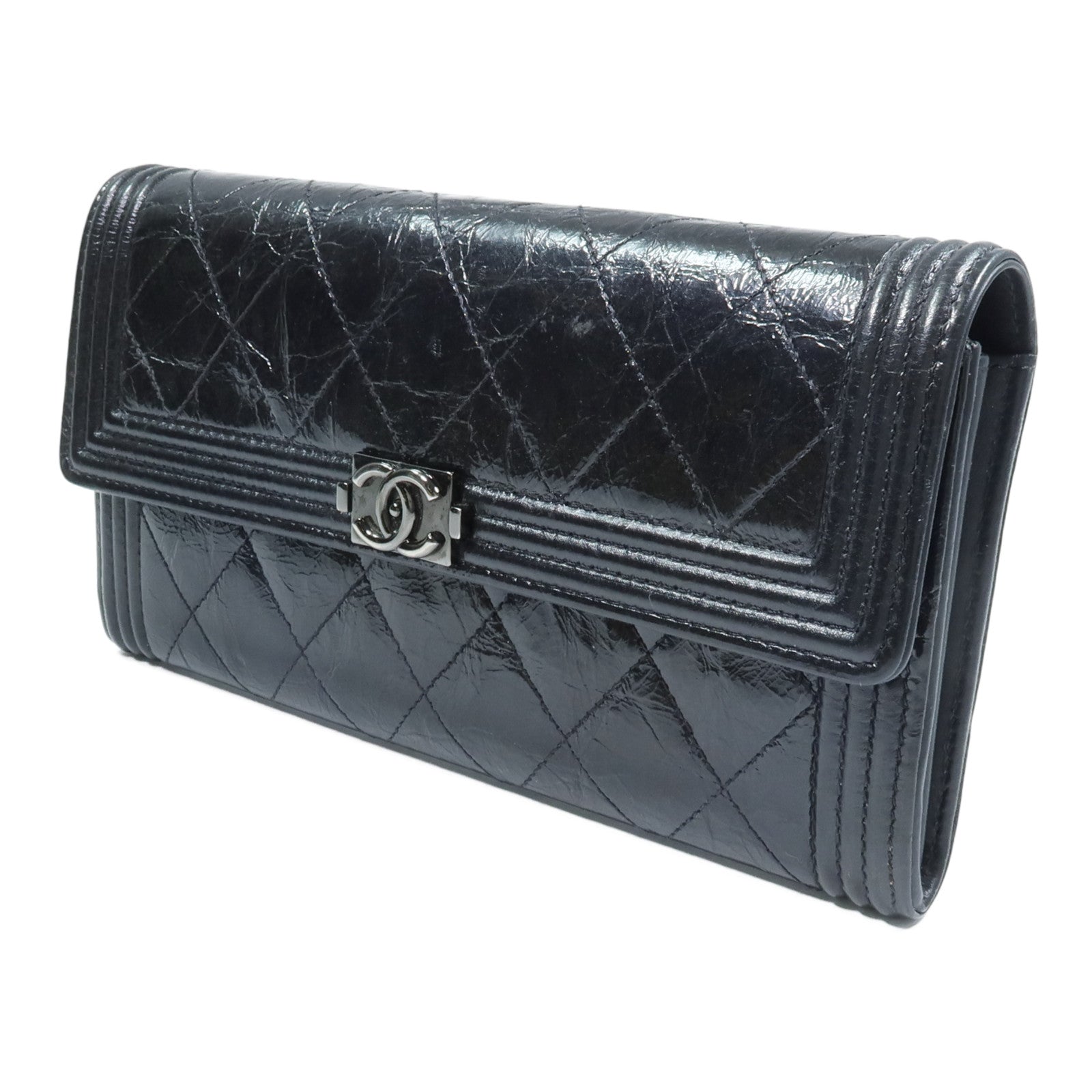CHANEL 牛皮皮革Boy Long Wallet長錢包