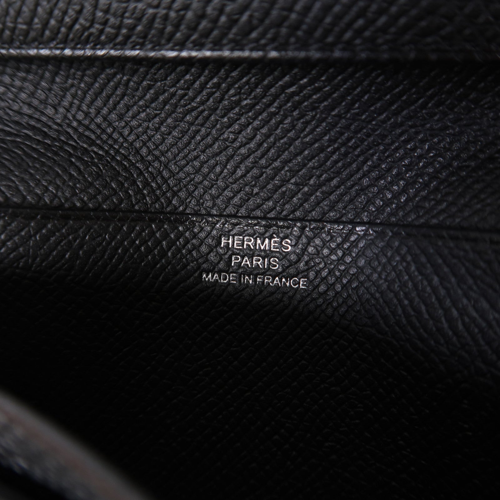 HERMES Epsom皮革Bearn Compact Wallet銀扣錢包黑色
