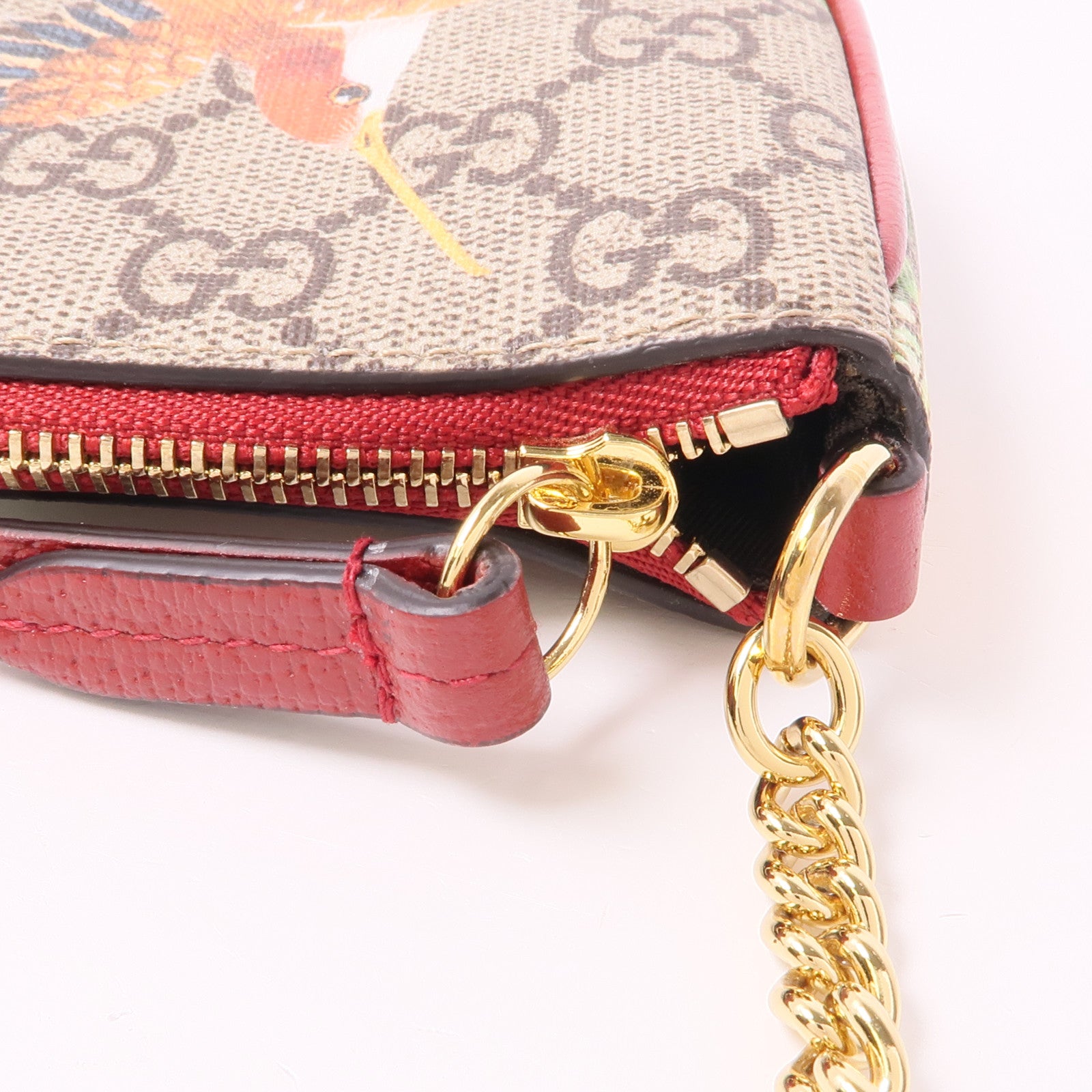 GUCCI 塗層帆布GG Supreme Mini Chain Bag金扣鏈帶手挽袋