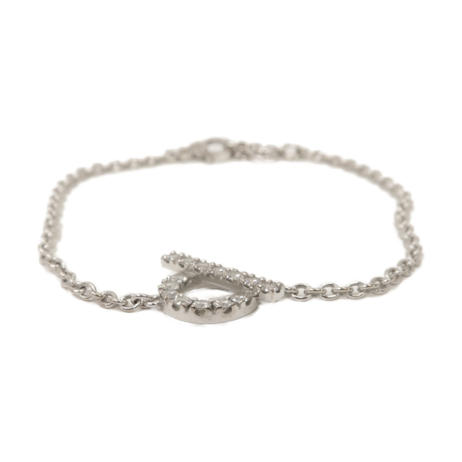 HERMES 18K白金Finesse Bracelet鑽石手鏈銀色
