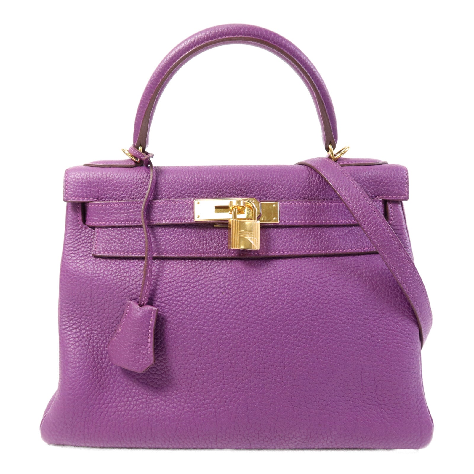 HERMES Togo皮革Kelly 28金扣手挽肩背兩用袋Anemone