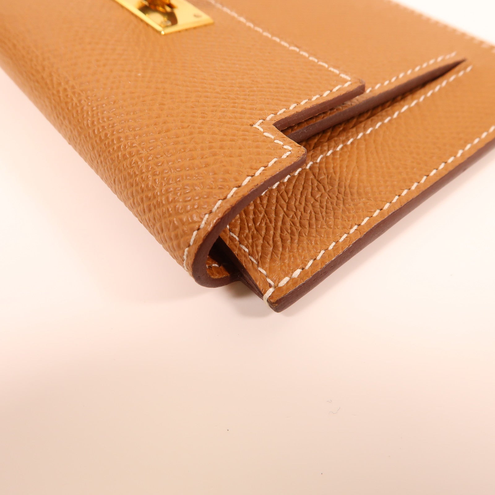 HERMES Epsom皮革Kelly Pocket Wallet金扣零錢包37 Gold
