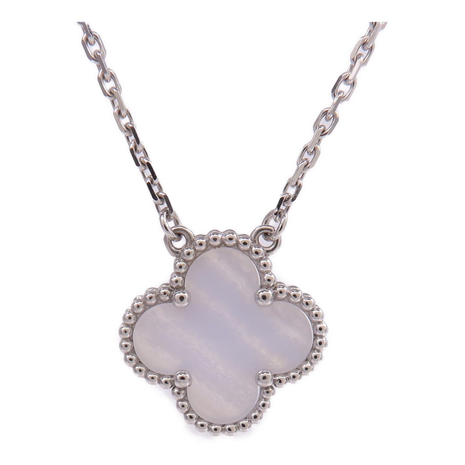 Van Cleef & Arpels 18K白金Vintage Alhambra Pendant玉髓吊墜