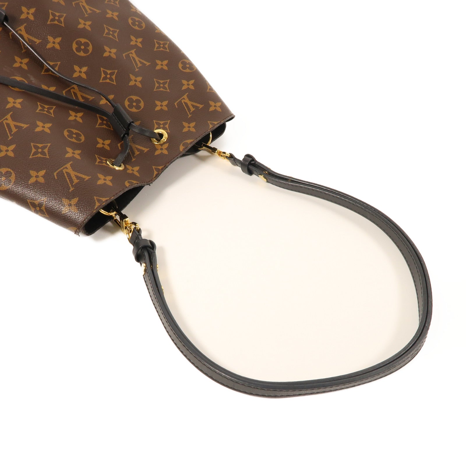 LOUIS VUITTON Monogram Neo Noe MM金扣肩背袋棕色/黑色