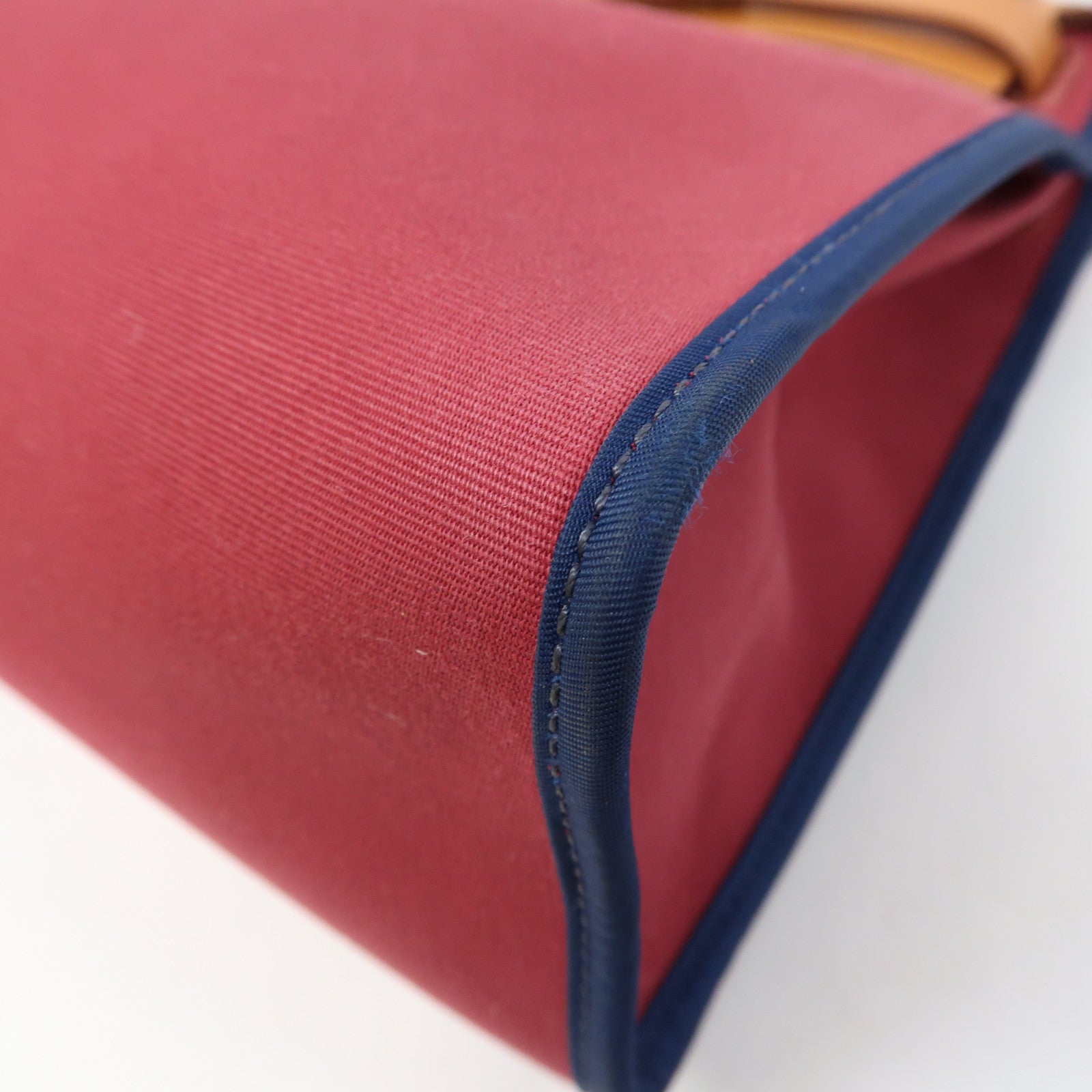 HERMES 帆布Herbag GM銀扣手挽肩背兩用袋紅色