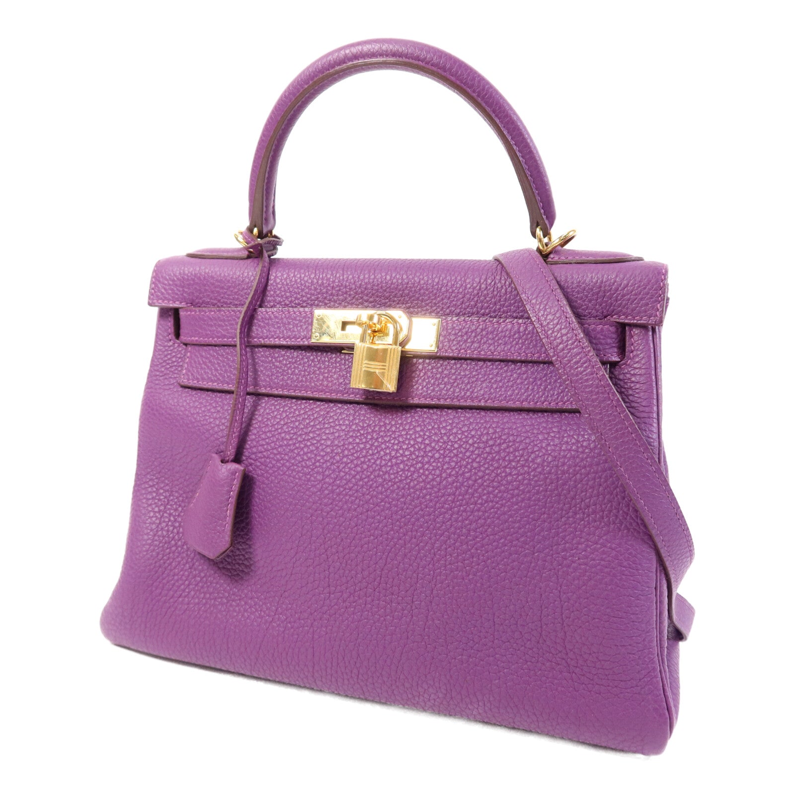 HERMES Togo皮革Kelly 28金扣手挽肩背兩用袋Anemone