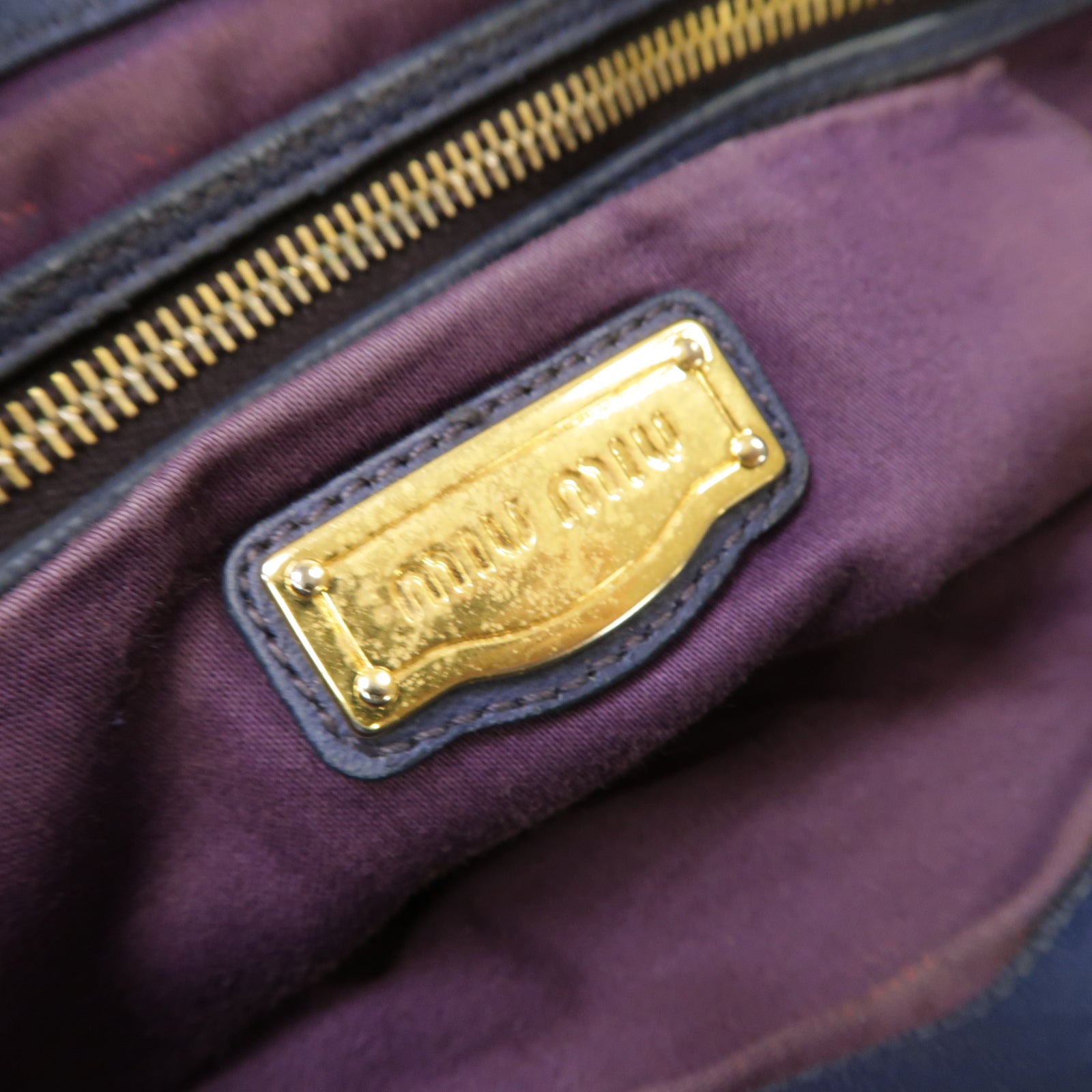 Miu Miu 【激減優惠】皮革2way Shoulder Bag金扣手挽肩背兩用袋藍色