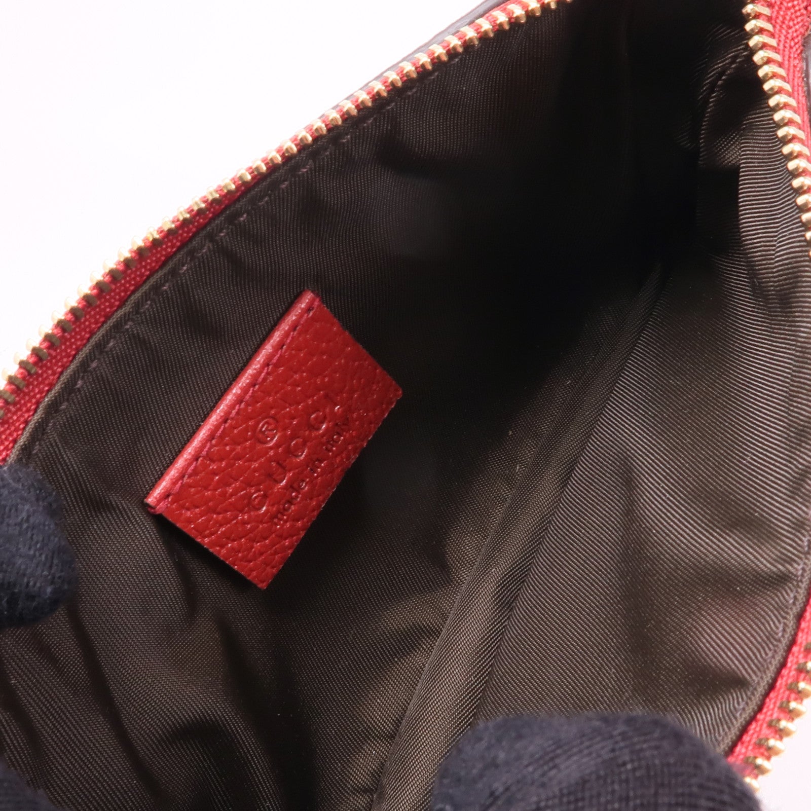 GUCCI 塗層帆布GG Supreme Mini Chain Bag金扣鏈帶手挽袋