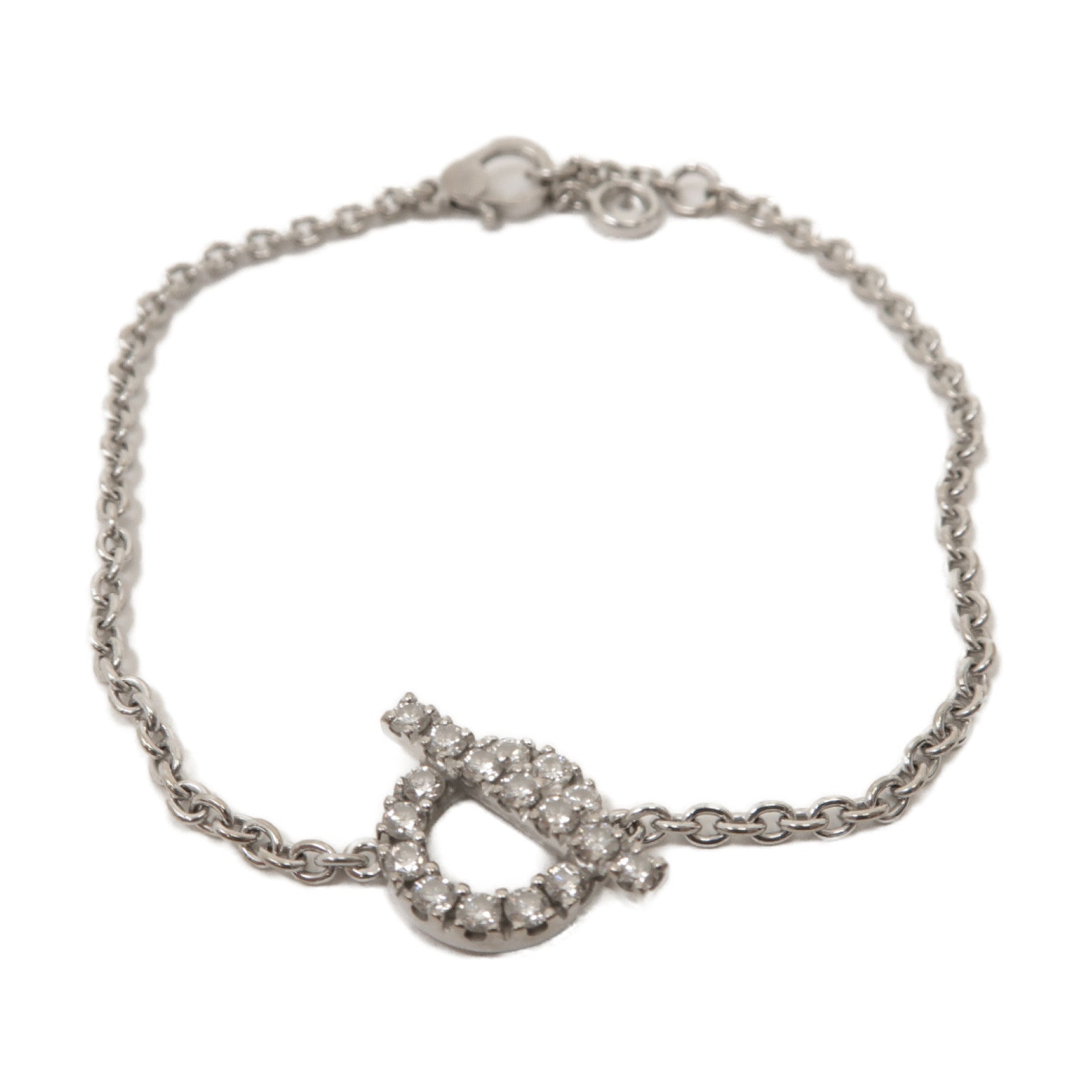 HERMES 18K白金Finesse Bracelet鑽石手鏈銀色
