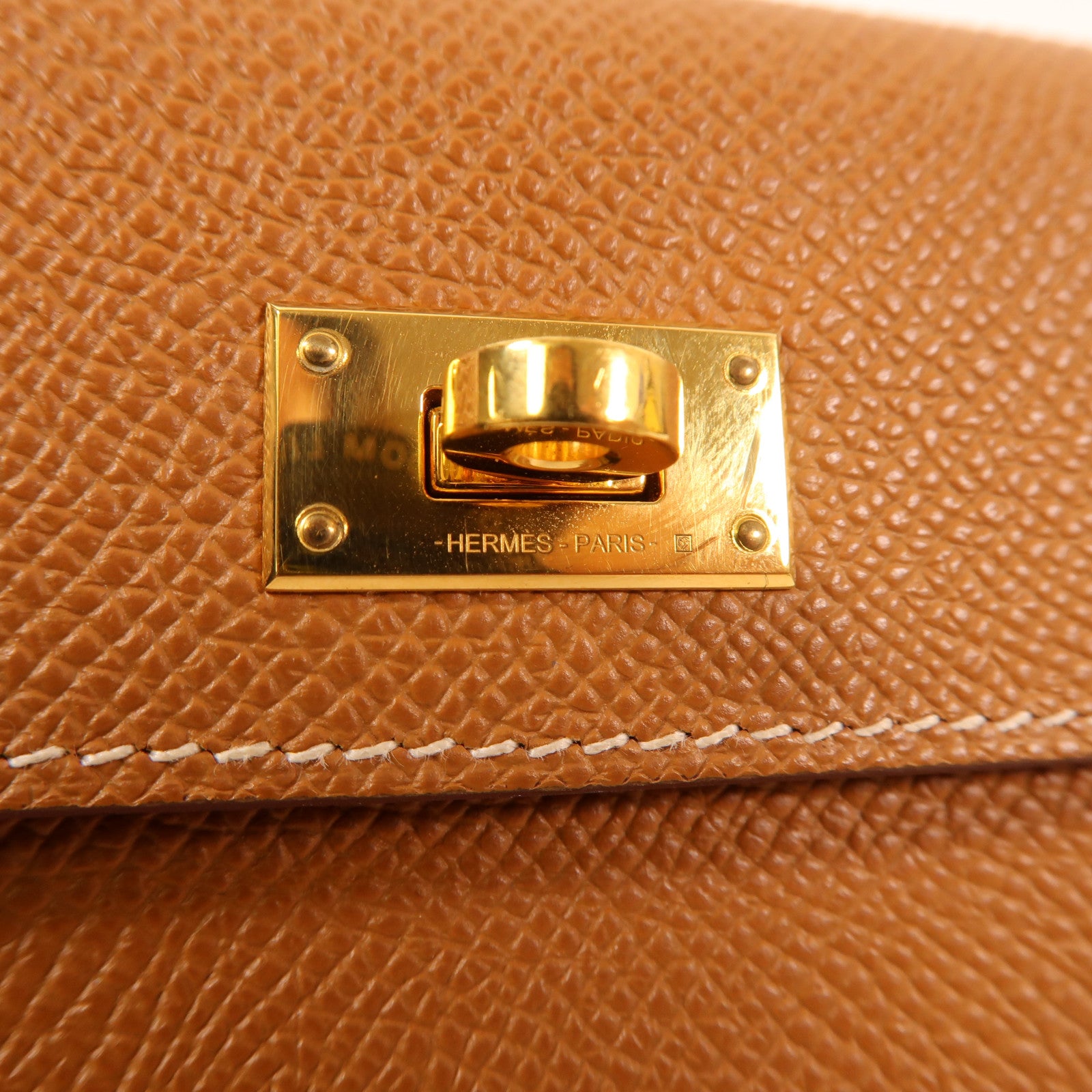 HERMES Epsom皮革Kelly Pocket Wallet金扣零錢包37 Gold
