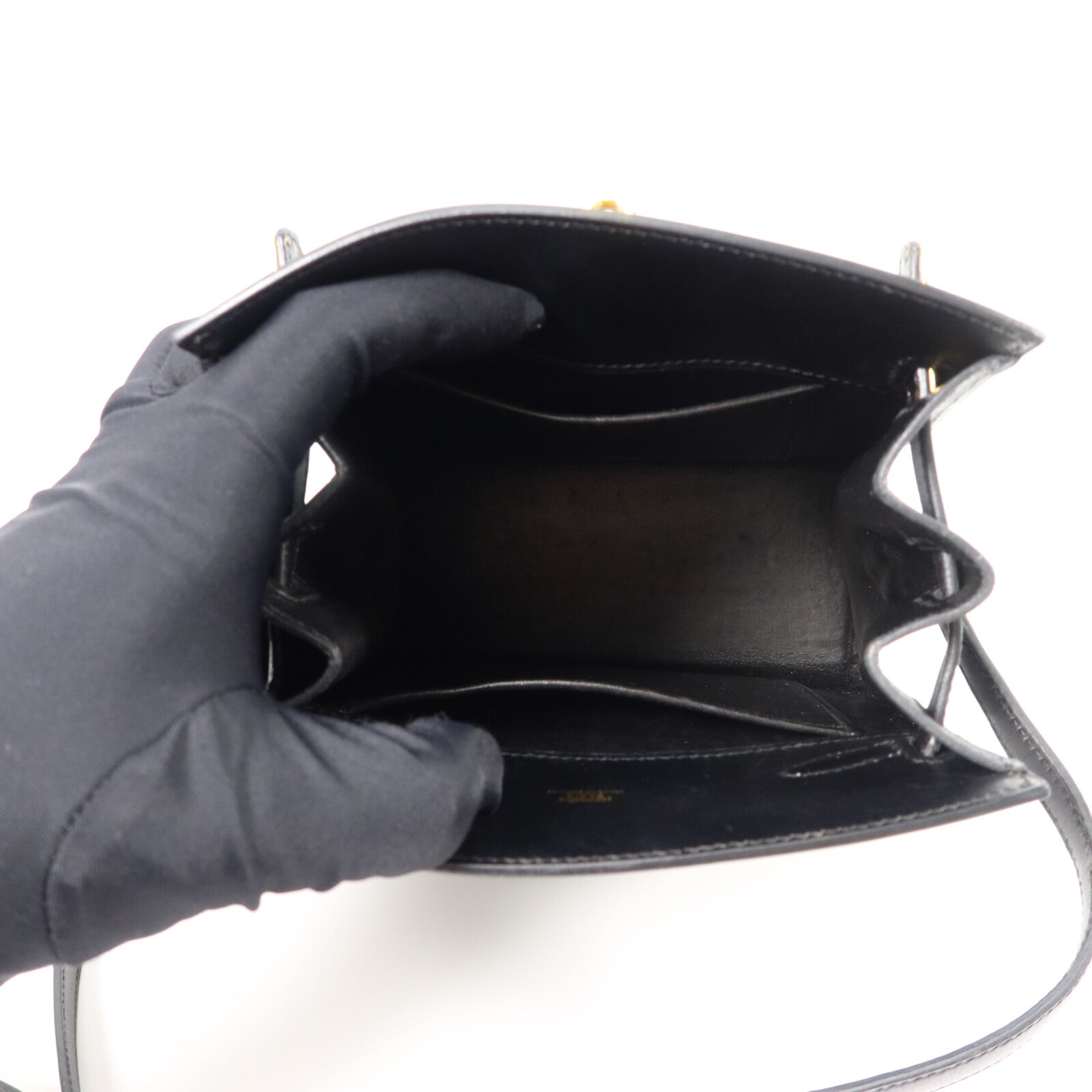 HERMES Box皮革Kelly Sport PM肩背袋Noir