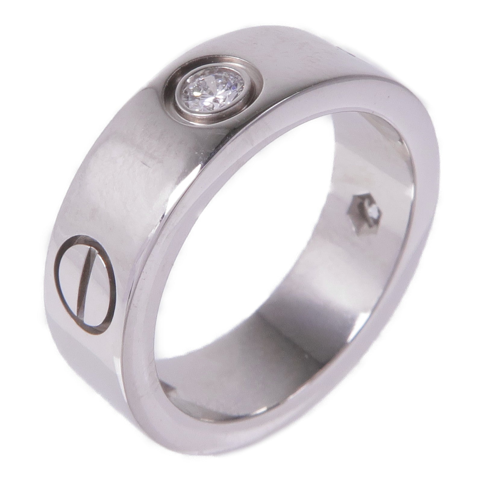 CARTIER 18K白金Love Ring鑽石戒指Cartier#48/US#4.5