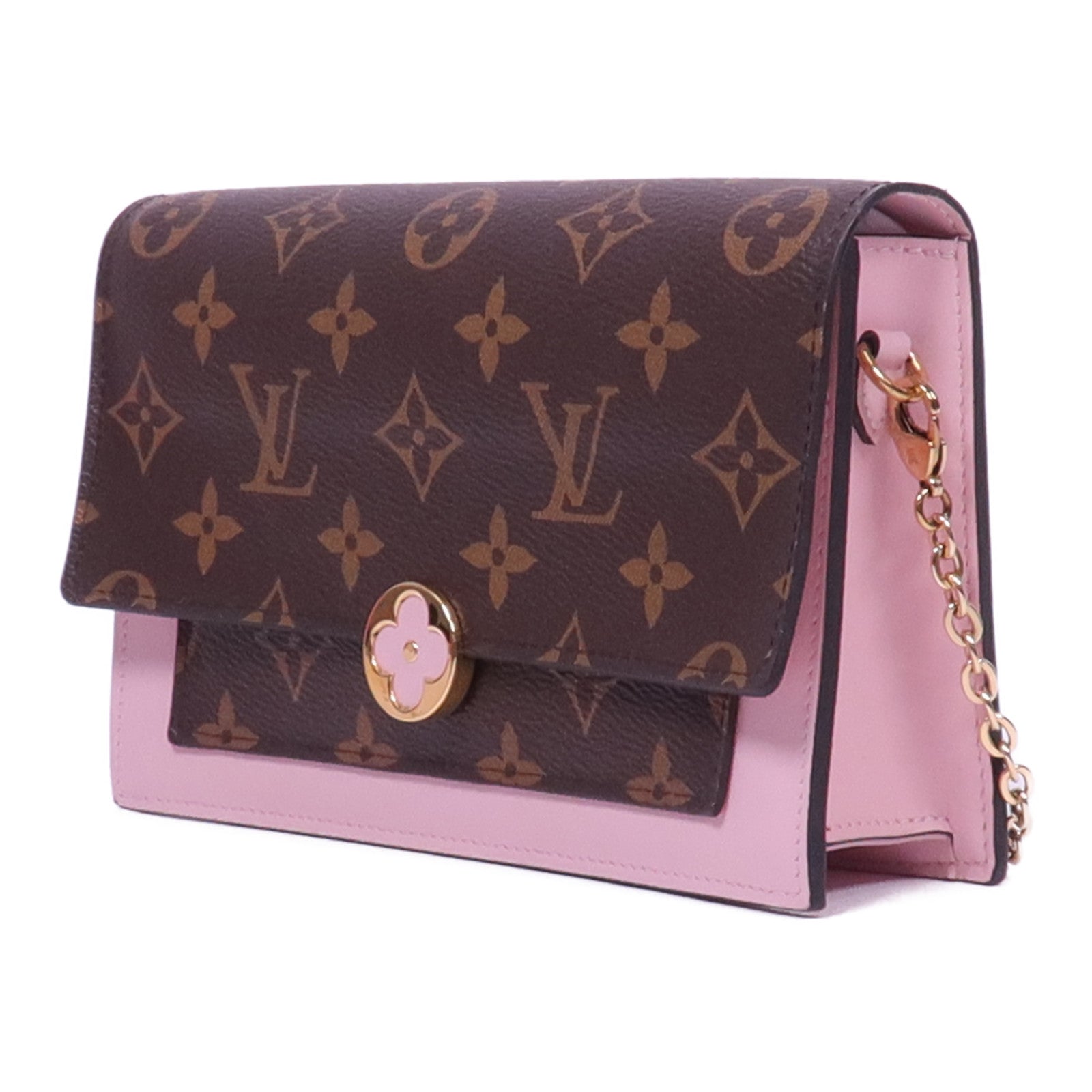 LOUIS VUITTON Monogram Flore Chain Wallet金扣鏈帶肩背袋
