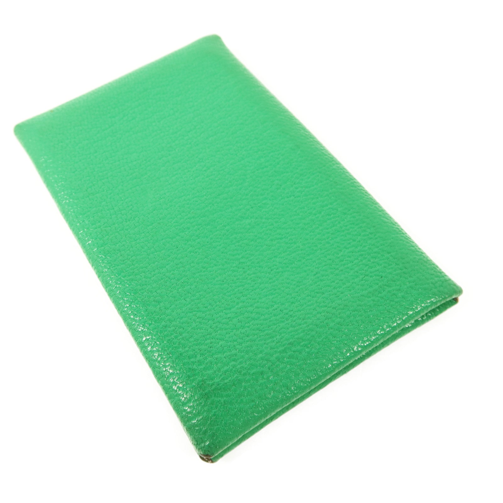 HERMES Chevre皮革Calvi銀扣卡片套Menthe