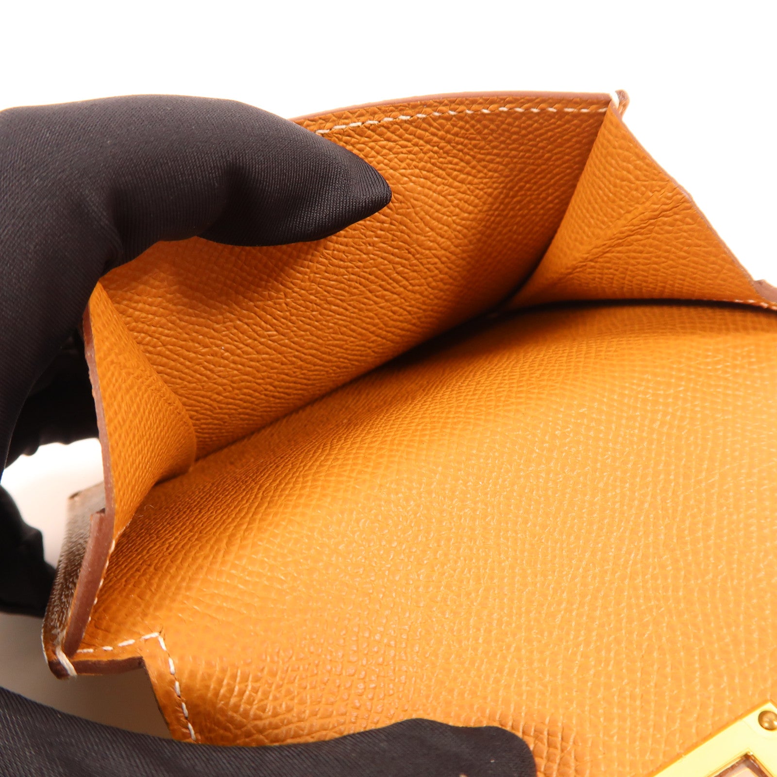 HERMES Epsom皮革Kelly Pocket Wallet金扣零錢包37 Gold