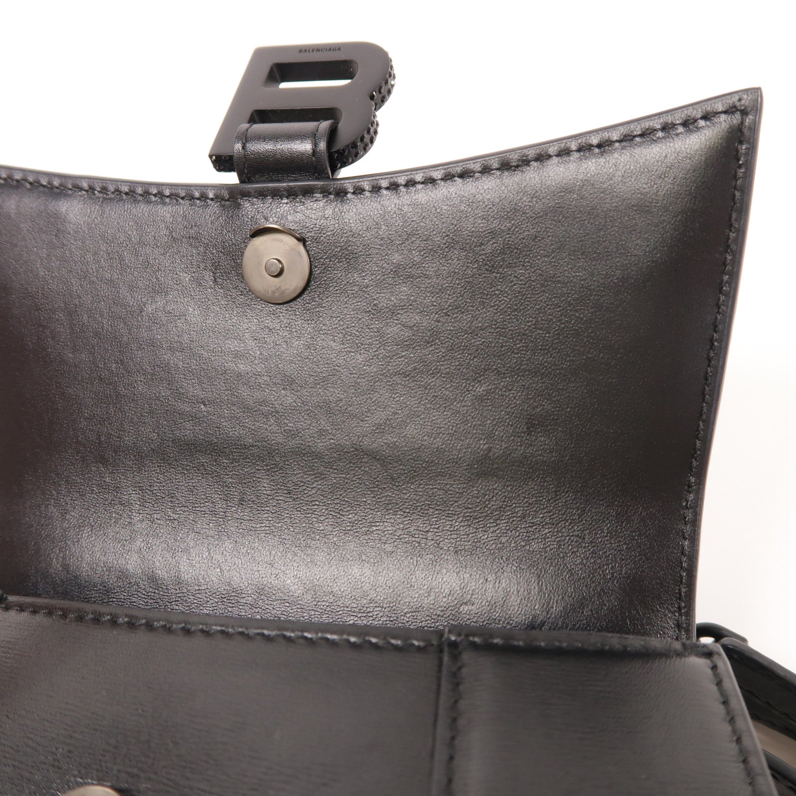 BALENCIAGA 牛皮皮革Hourglass XS銀扣手挽肩背兩用袋
