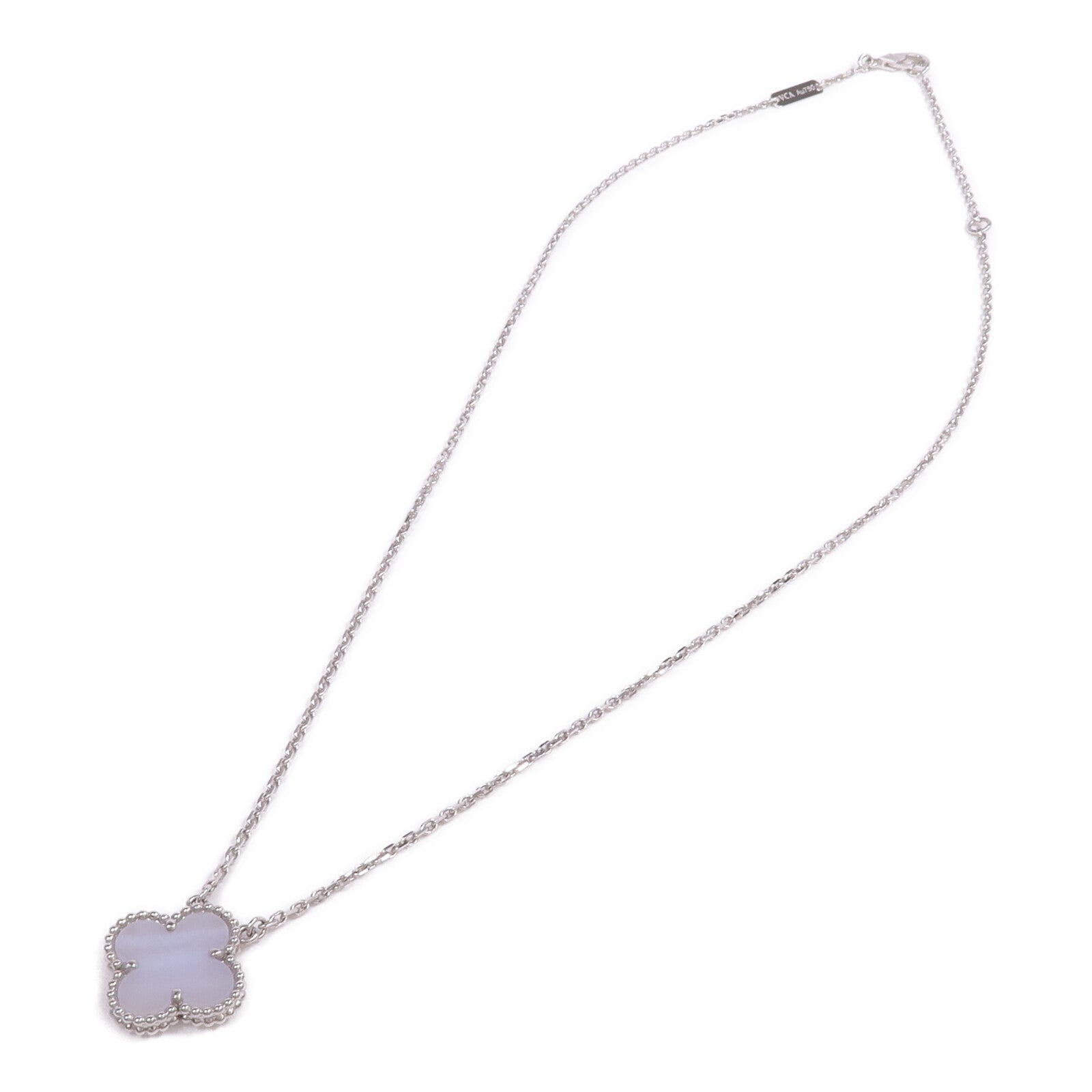 Van Cleef & Arpels 18K白金Vintage Alhambra Pendant玉髓吊墜