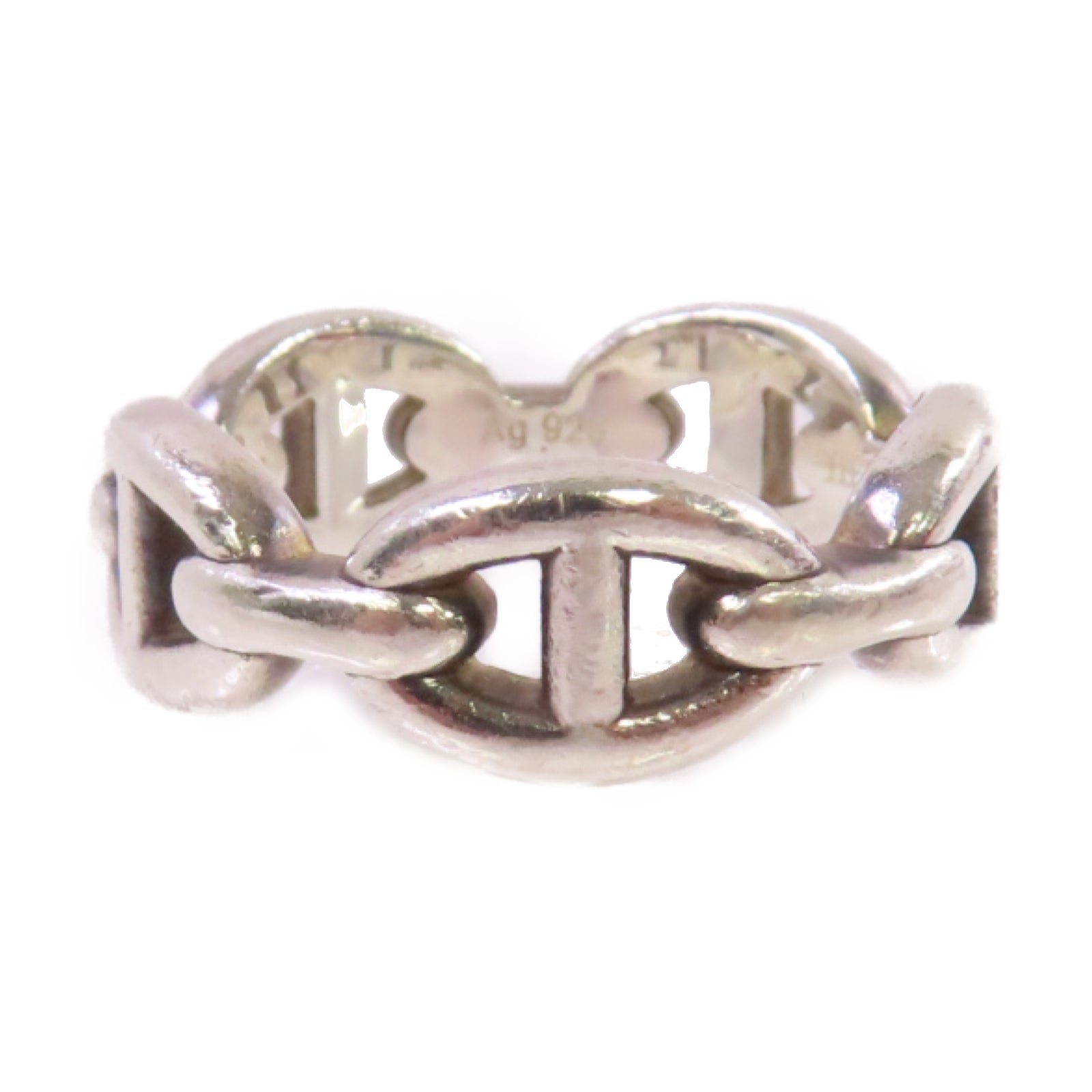 HERMES 925純銀Chaine d'Ancre Enchainee Ring戒指#53/US#6.75