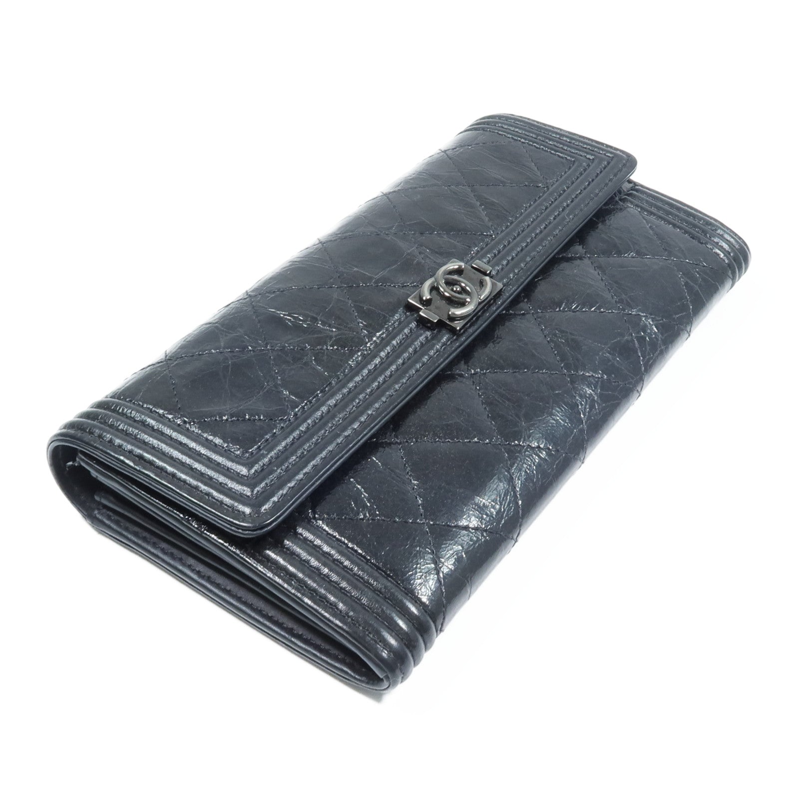 CHANEL 牛皮皮革Boy Long Wallet長錢包