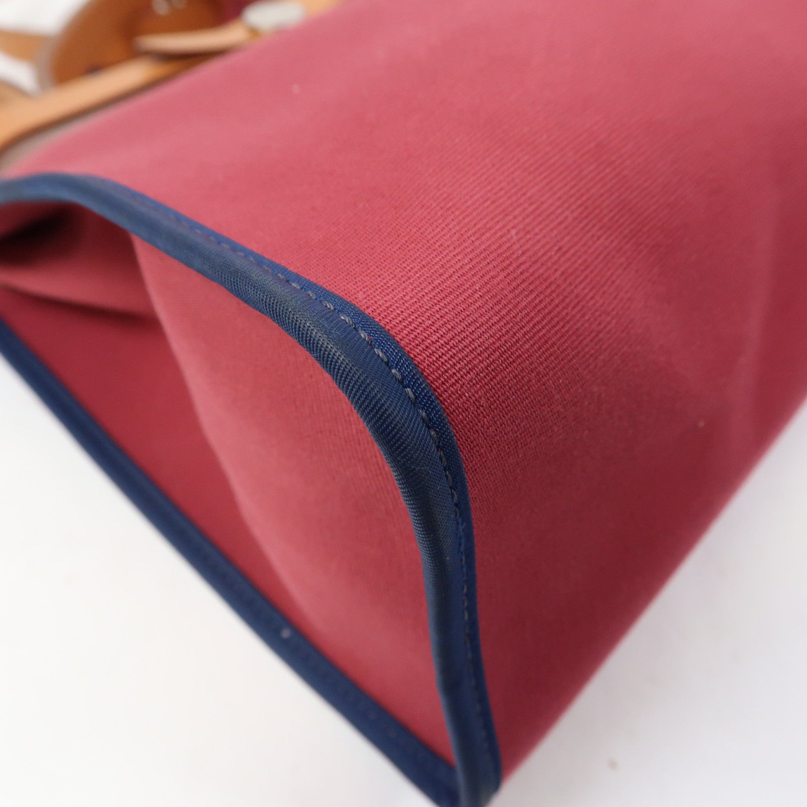 HERMES 帆布Herbag GM銀扣手挽肩背兩用袋紅色