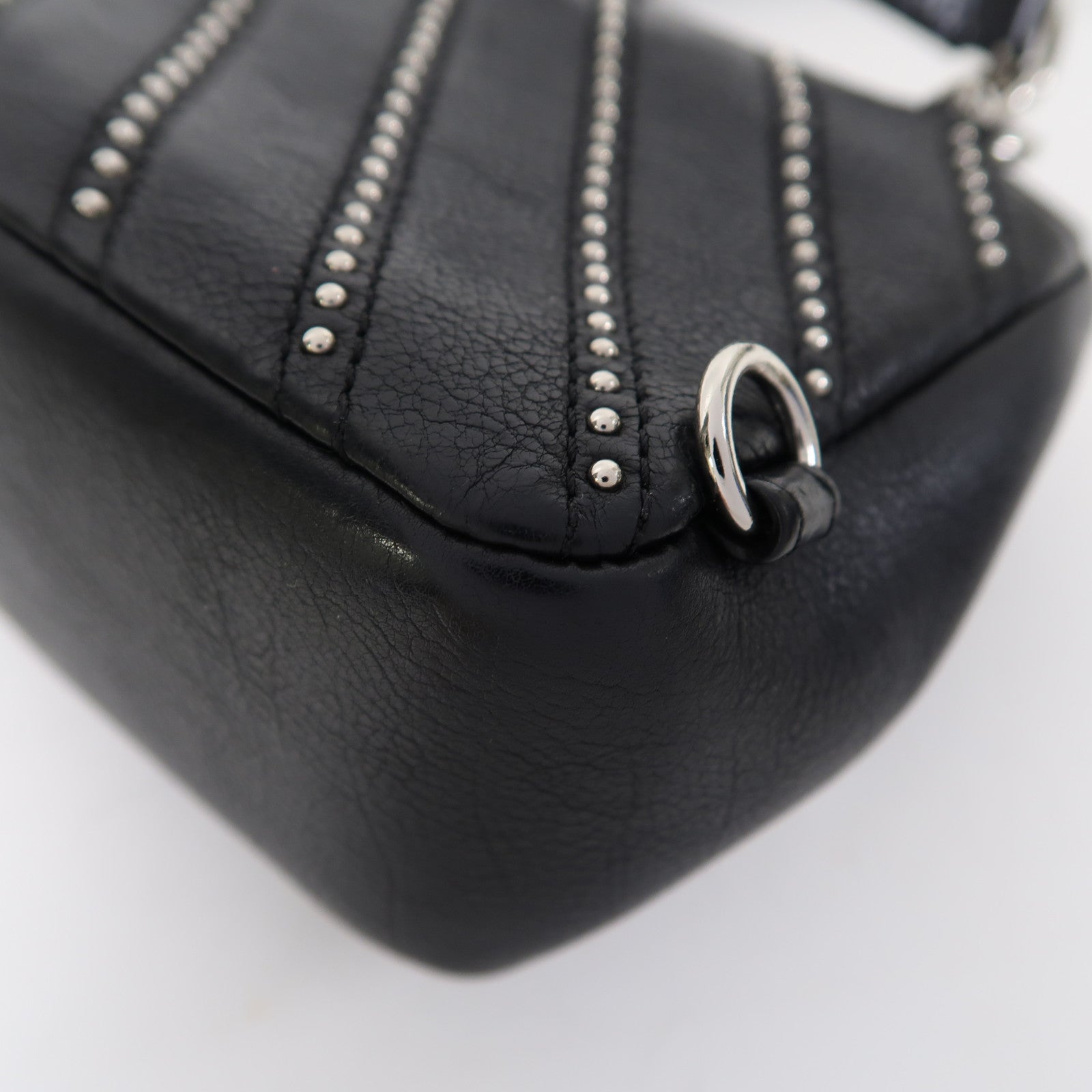 CHANEL 【激減優惠】斜紋羊皮皮革Chain Shoulder Bag銀扣鏈帶肩背袋黑色
