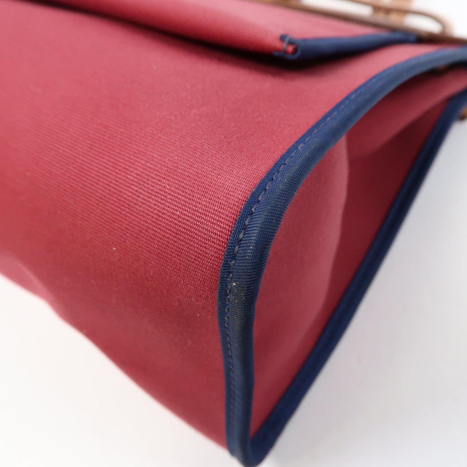 HERMES 帆布Herbag GM銀扣手挽肩背兩用袋紅色