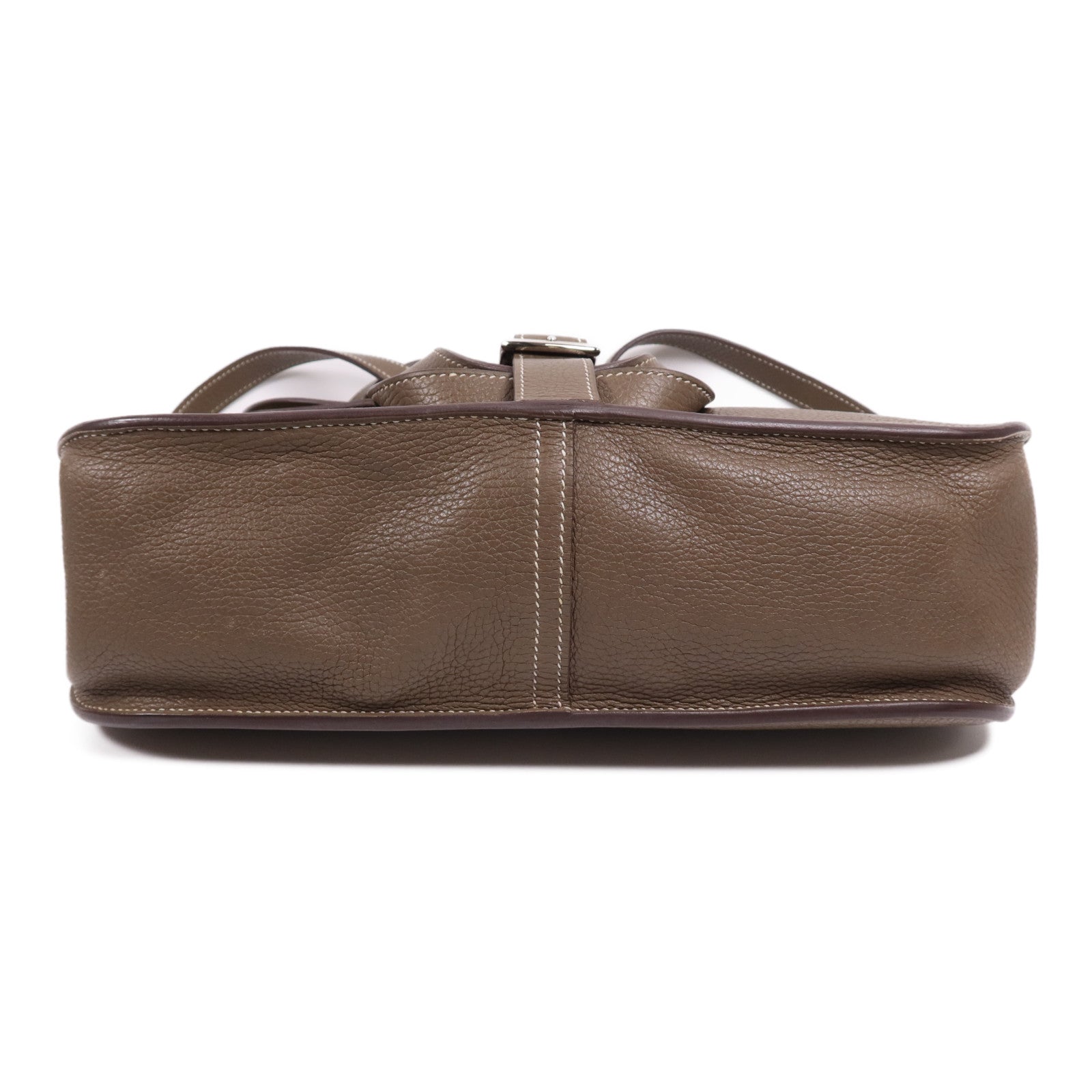 HERMES Clemence皮革Halzan 31銀扣手挽肩背兩用袋Etoupe