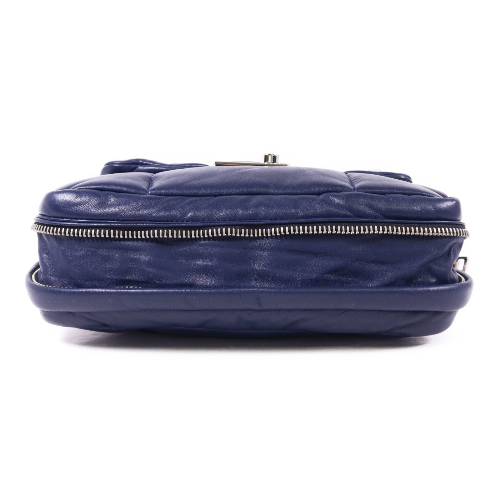 PRADA 羊皮皮革Chain Shoulder Bag銀扣鏈帶肩背袋